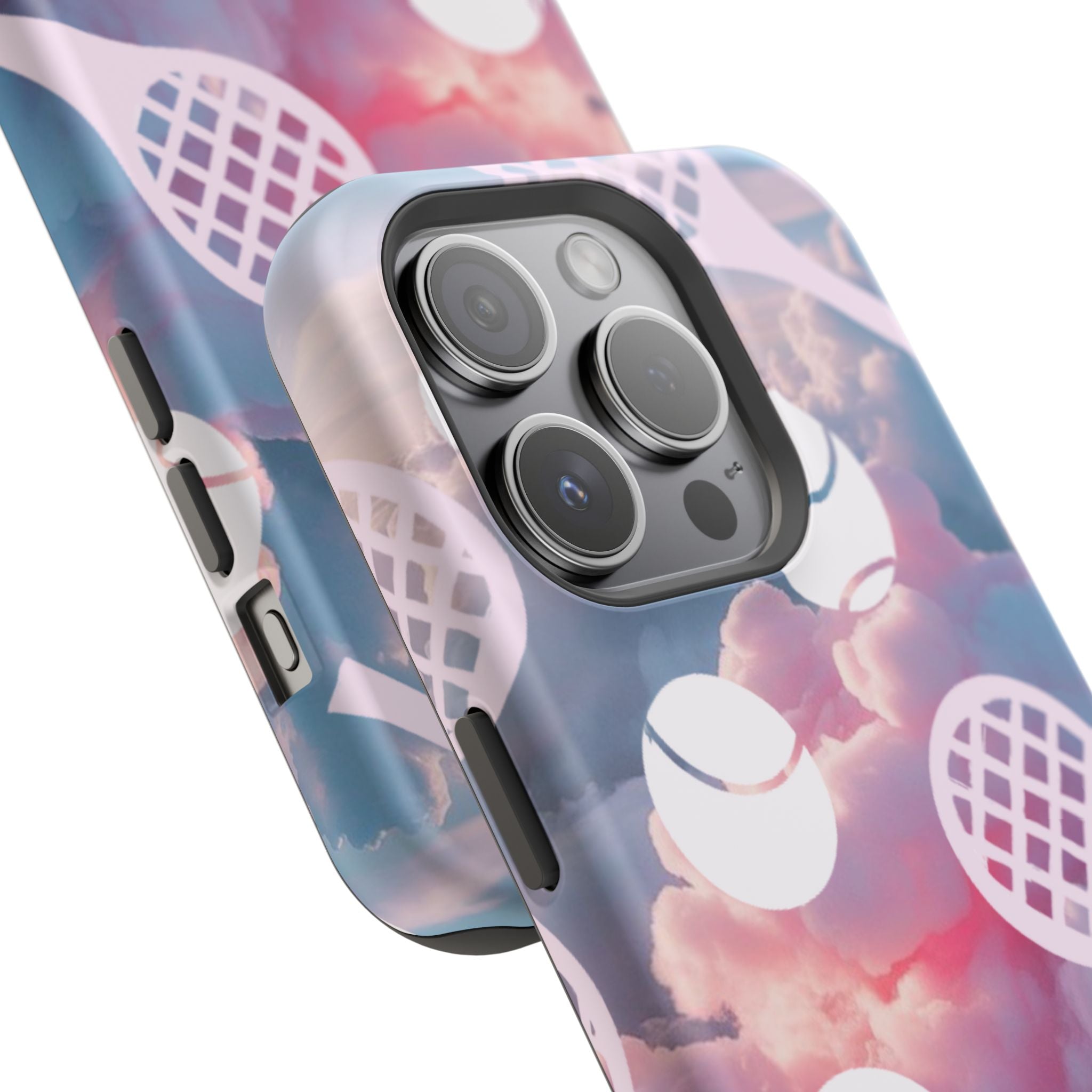 Tennis Impact-Resistant Phone Case — Tennis Rackets & Balls on Cloudscape