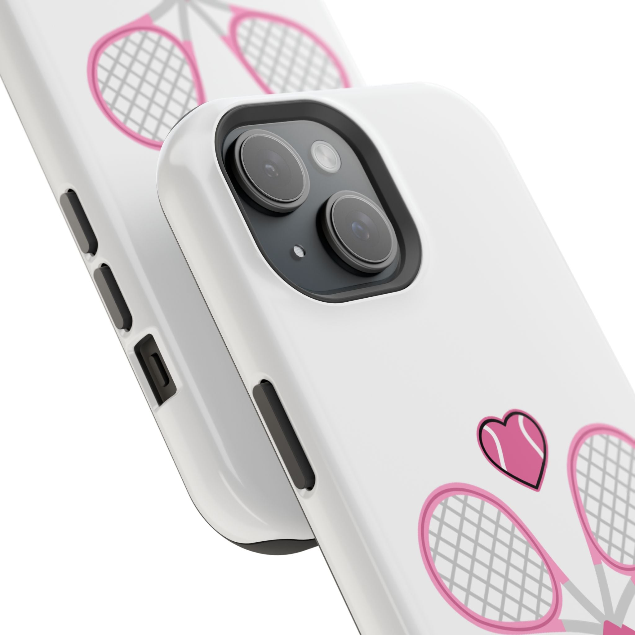 Tennis Impact‑Resistant Phone Case — 'Forty Love', pink/white