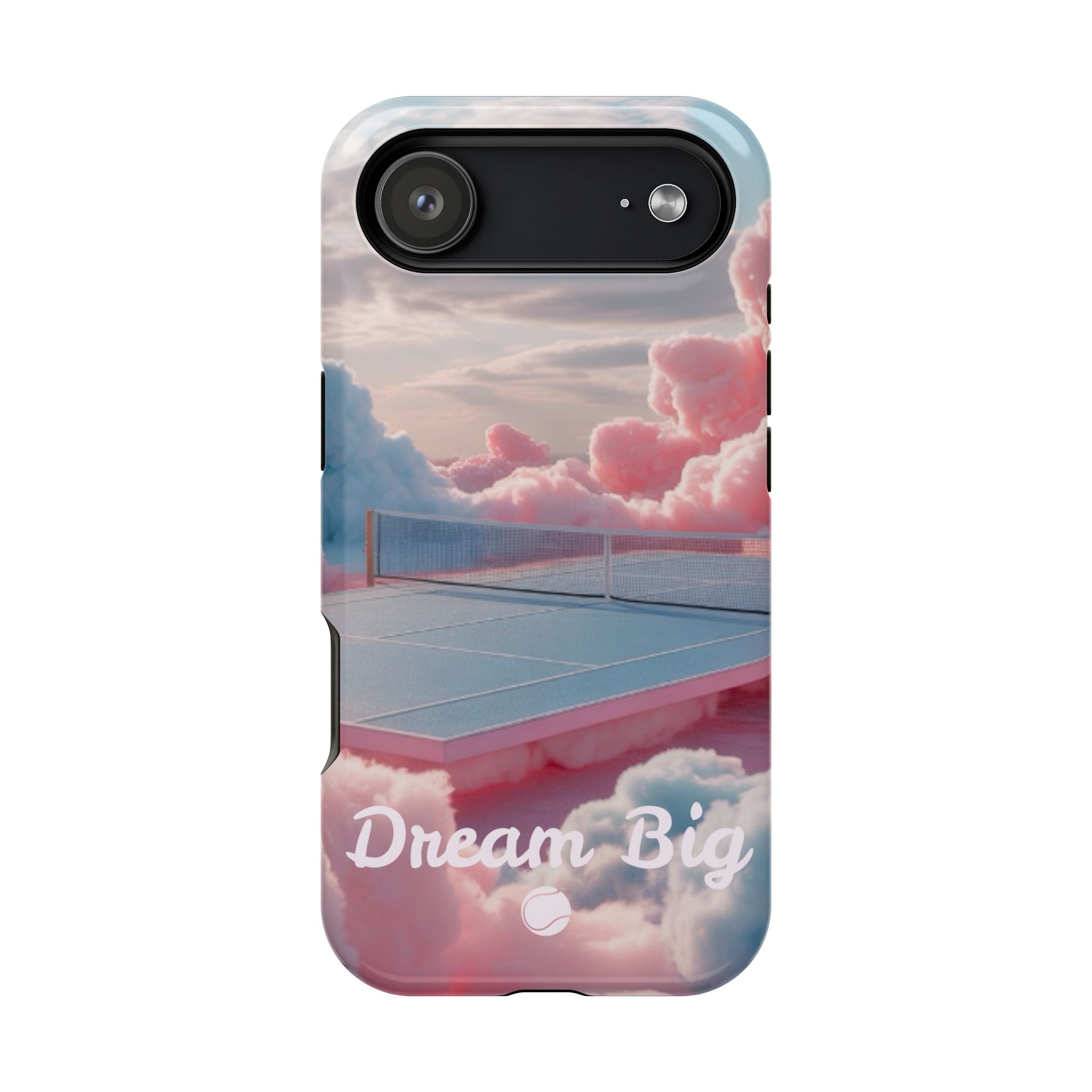 Tennis Impact-Resistant Phone Case — 'Dream Big' Pastel Cloud Tennis Court