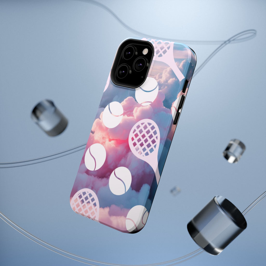 Tennis Impact-Resistant Phone Case — Tennis Rackets & Balls on Cloudscape