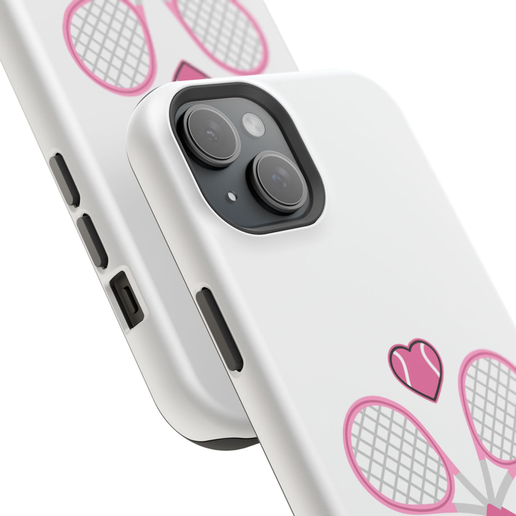 Tennis Impact‑Resistant Phone Case — 'Forty Love', pink/white