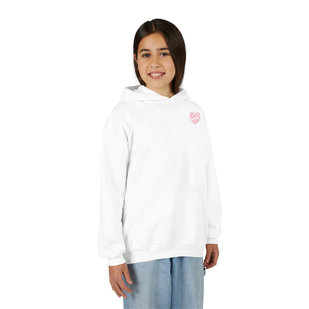 Girl's Junior Hoodie sweatshirt — “Let’s Go” Tennis Graphic Sweatshirt (Pink & Green)