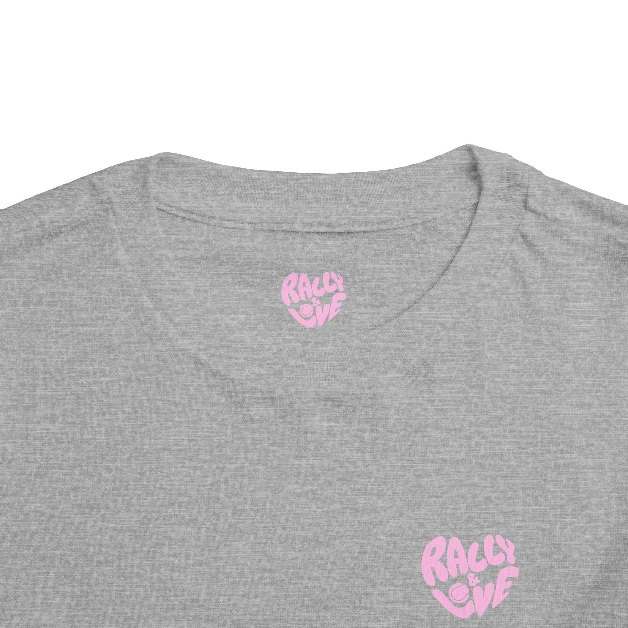 Girl's Toddler Junior Tee — 'Rally & Love' Heart Graphic Kids T-Shirt (bubblegum pink)