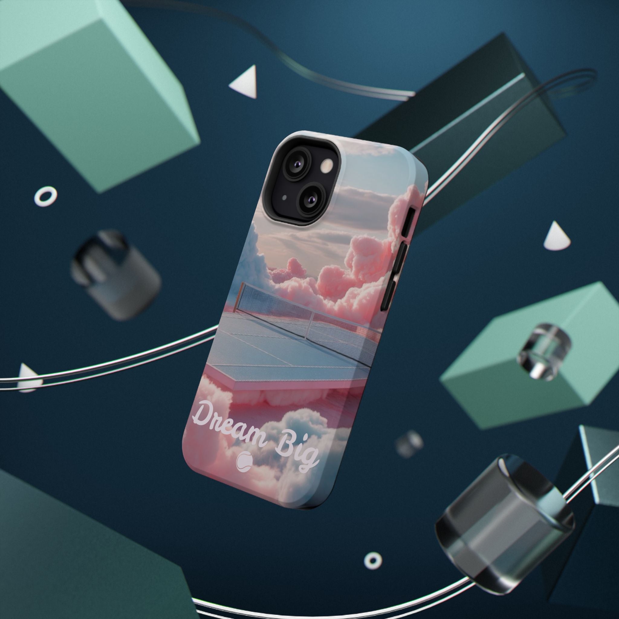 Tennis Impact-Resistant Phone Case — 'Dream Big' Pastel Cloud Tennis Court