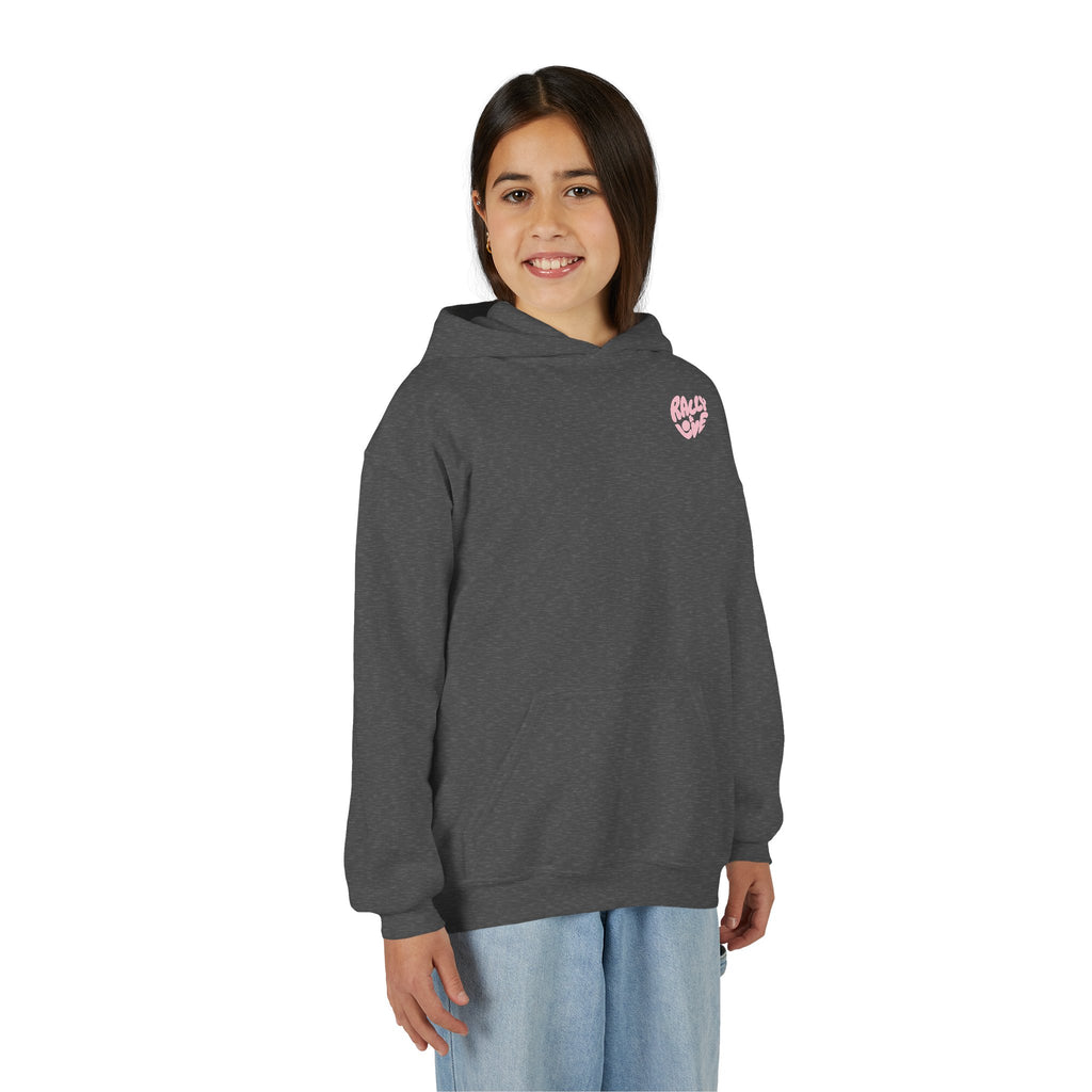 Girl's Junior Hoodie sweatshirt — “Let’s Go” Tennis Graphic Sweatshirt (Pink & Green)