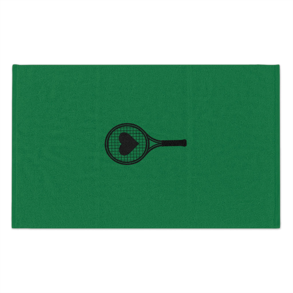 Rally Towel, 11x18 - Green/black, racket with heart
