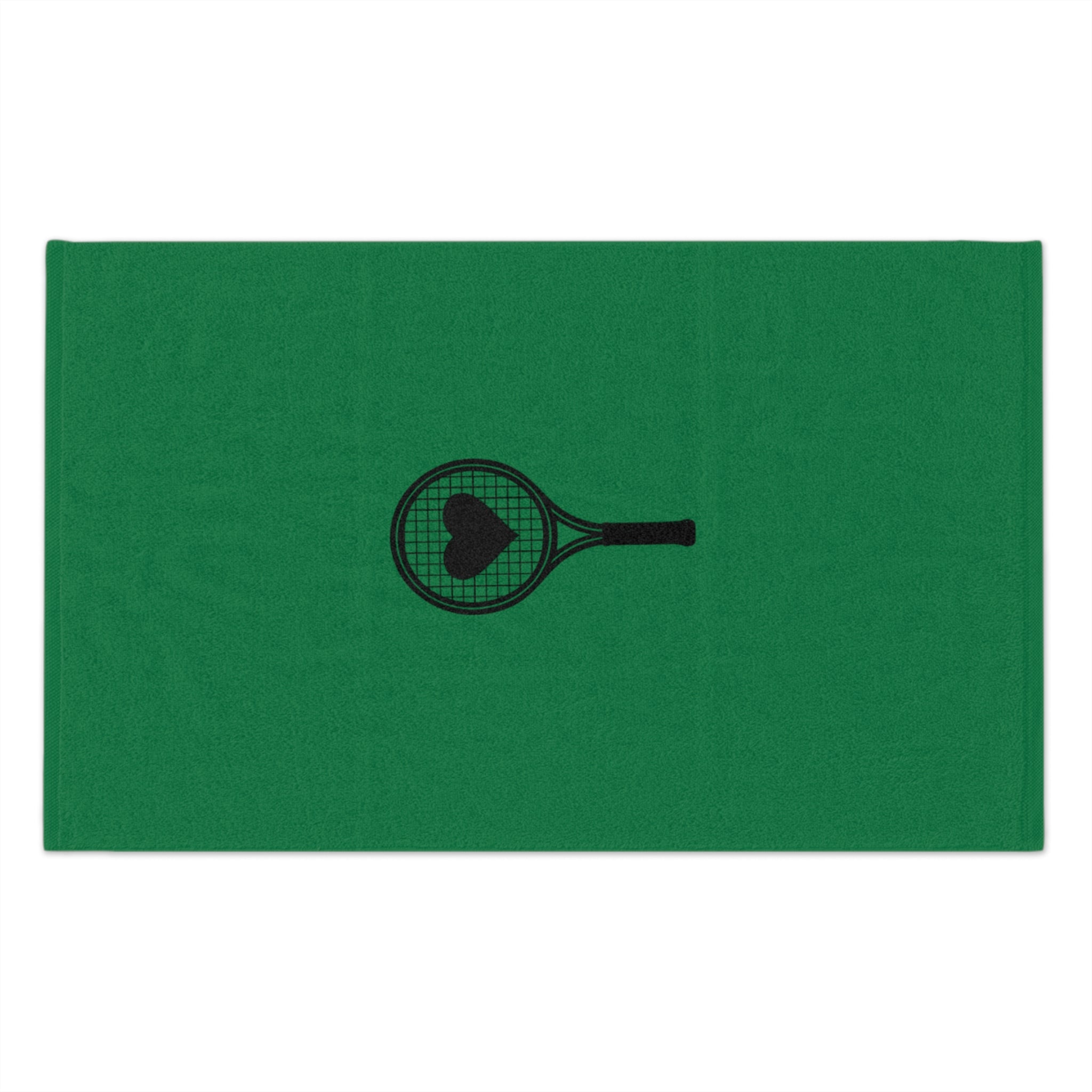 Rally Towel, 11x18 - Green/black, racket with heart