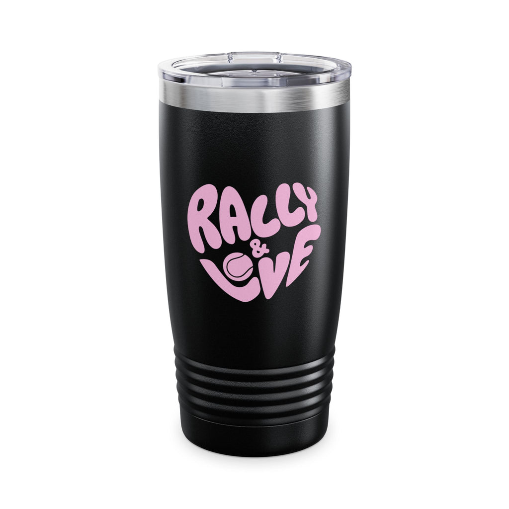 20oz Coffee Tumbler – "Rally & Love" Heart Design | Insulated Travel Cup for Everyday (Bubblegum pink)