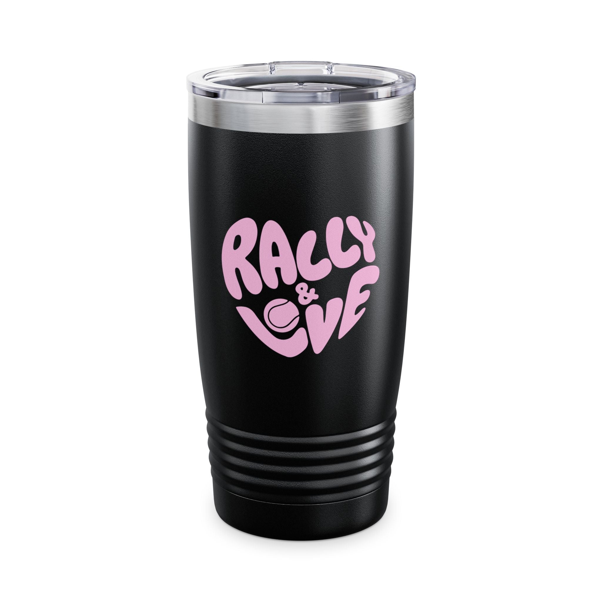 20oz Coffee Tumbler – "Rally & Love" Heart Design | Insulated Travel Cup for Everyday (Bubblegum pink)