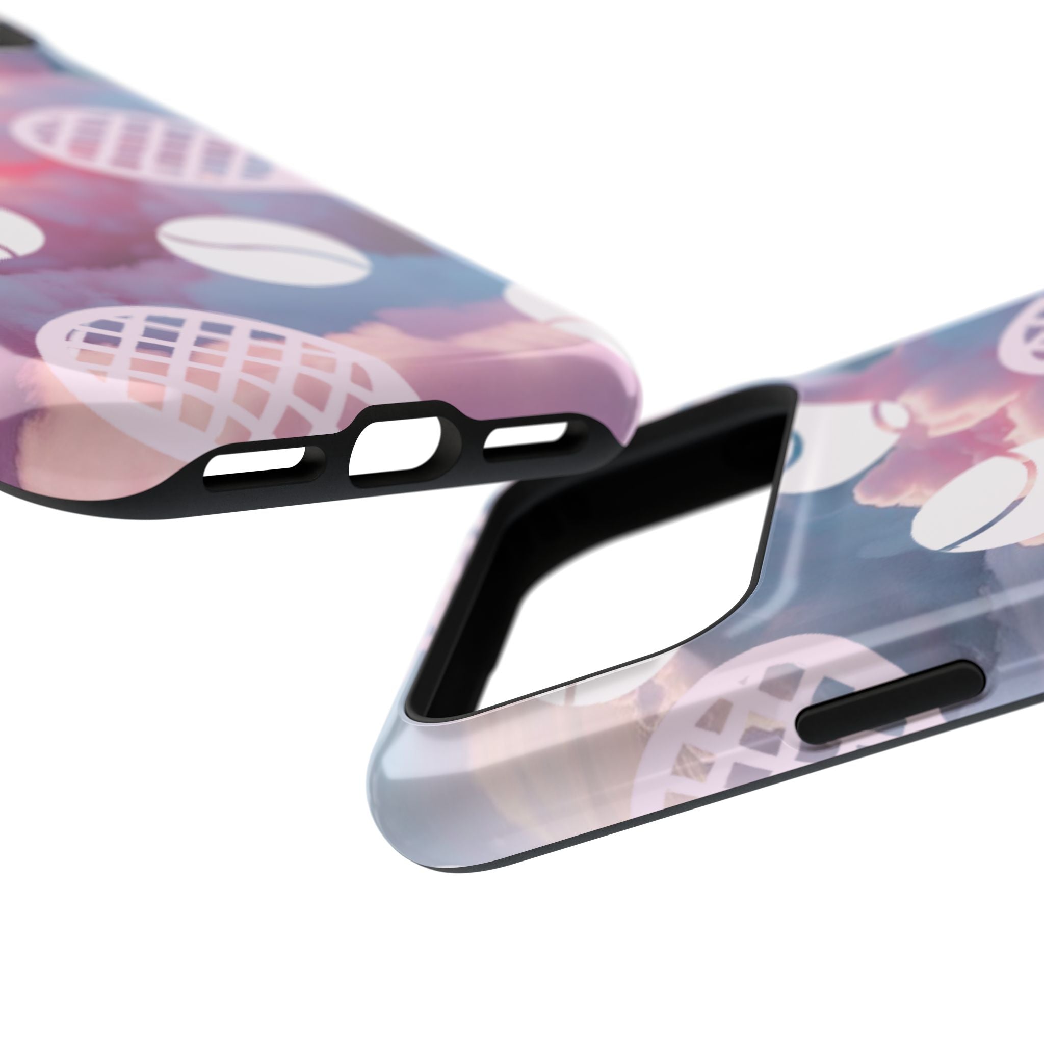 Tennis Impact-Resistant Phone Case — Tennis Rackets & Balls on Cloudscape