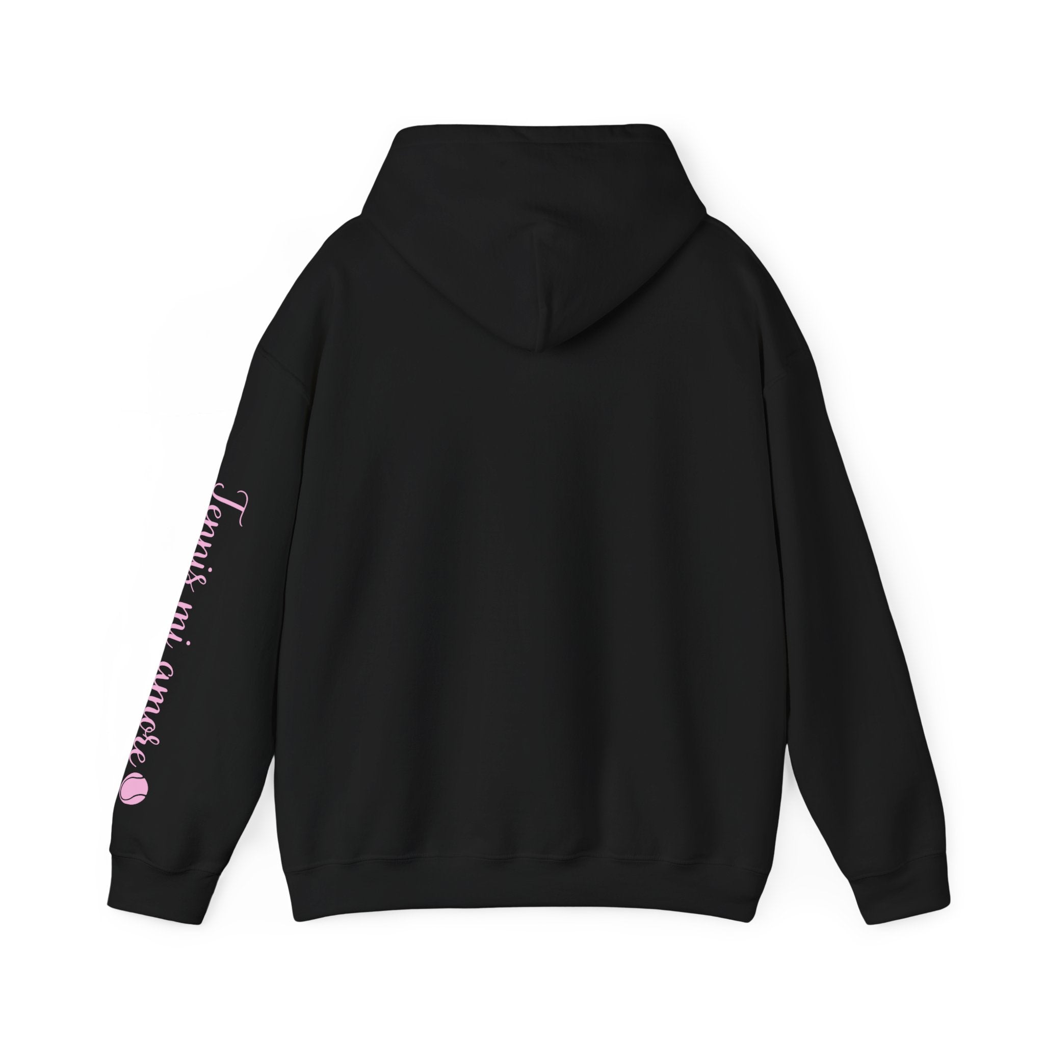 Women's Hoodie sweatshirt — "Tennis mi amore" Tennis Ball Sleeve Design (bubblegum pink)