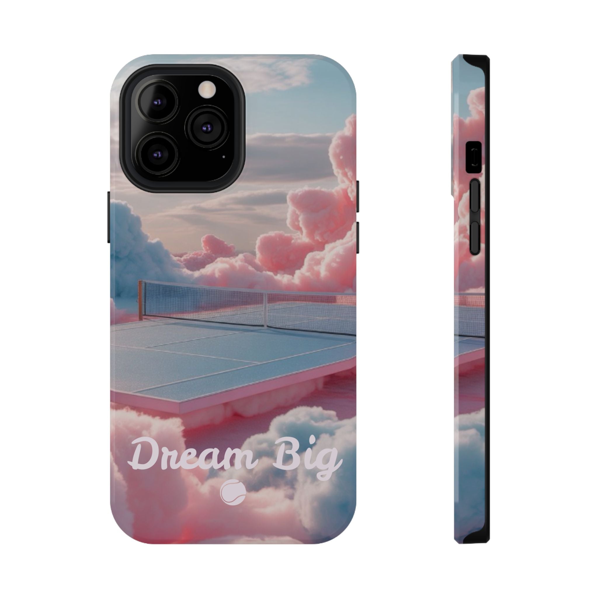 Tennis Impact-Resistant Phone Case — 'Dream Big' Pastel Cloud Tennis Court