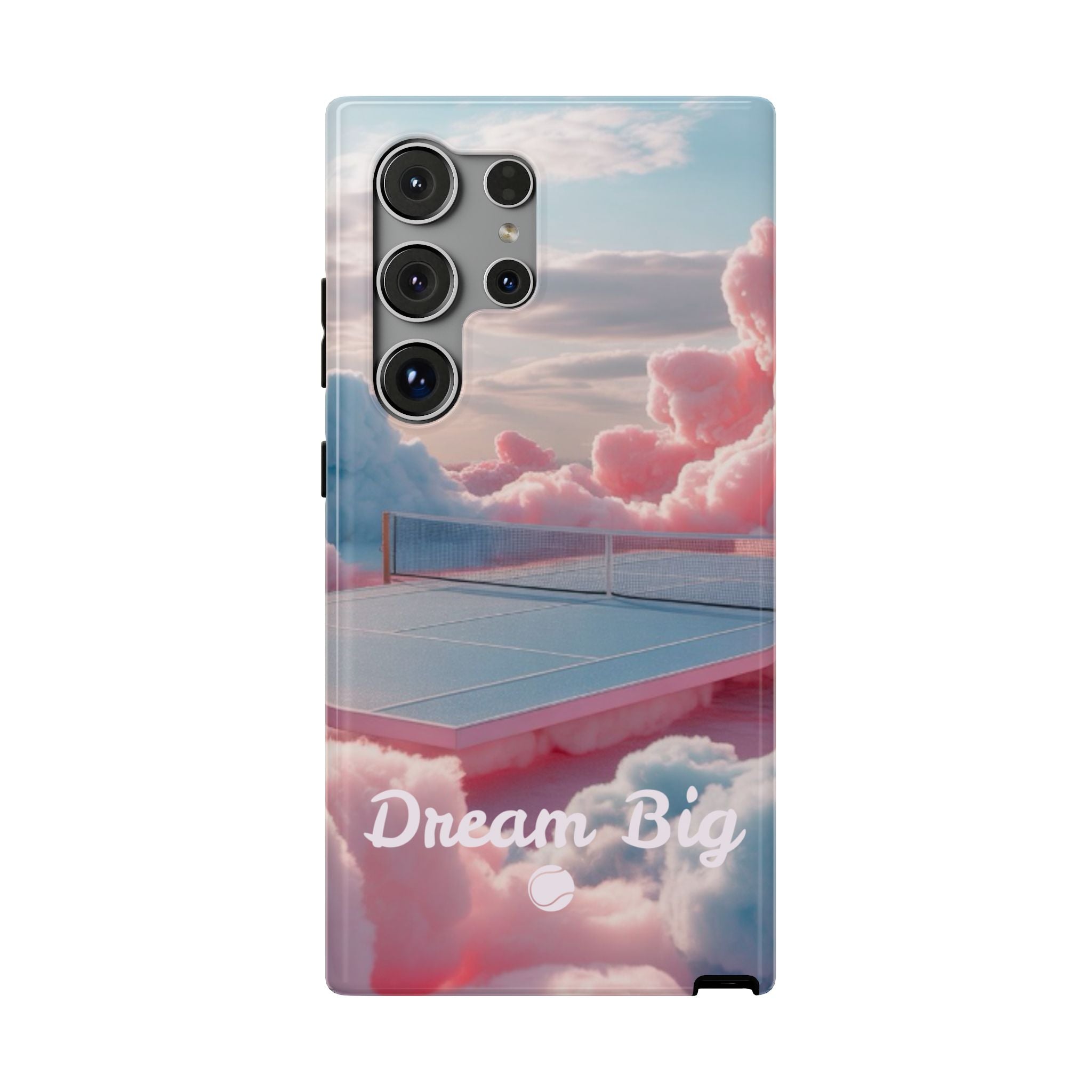 Tennis Impact-Resistant Phone Case — 'Dream Big' Pastel Cloud Tennis Court