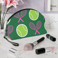 Tennis Makeup Bag — Green/Pink/Yellow Tennis Ball & Racket Cosmetic Pouch for Players
