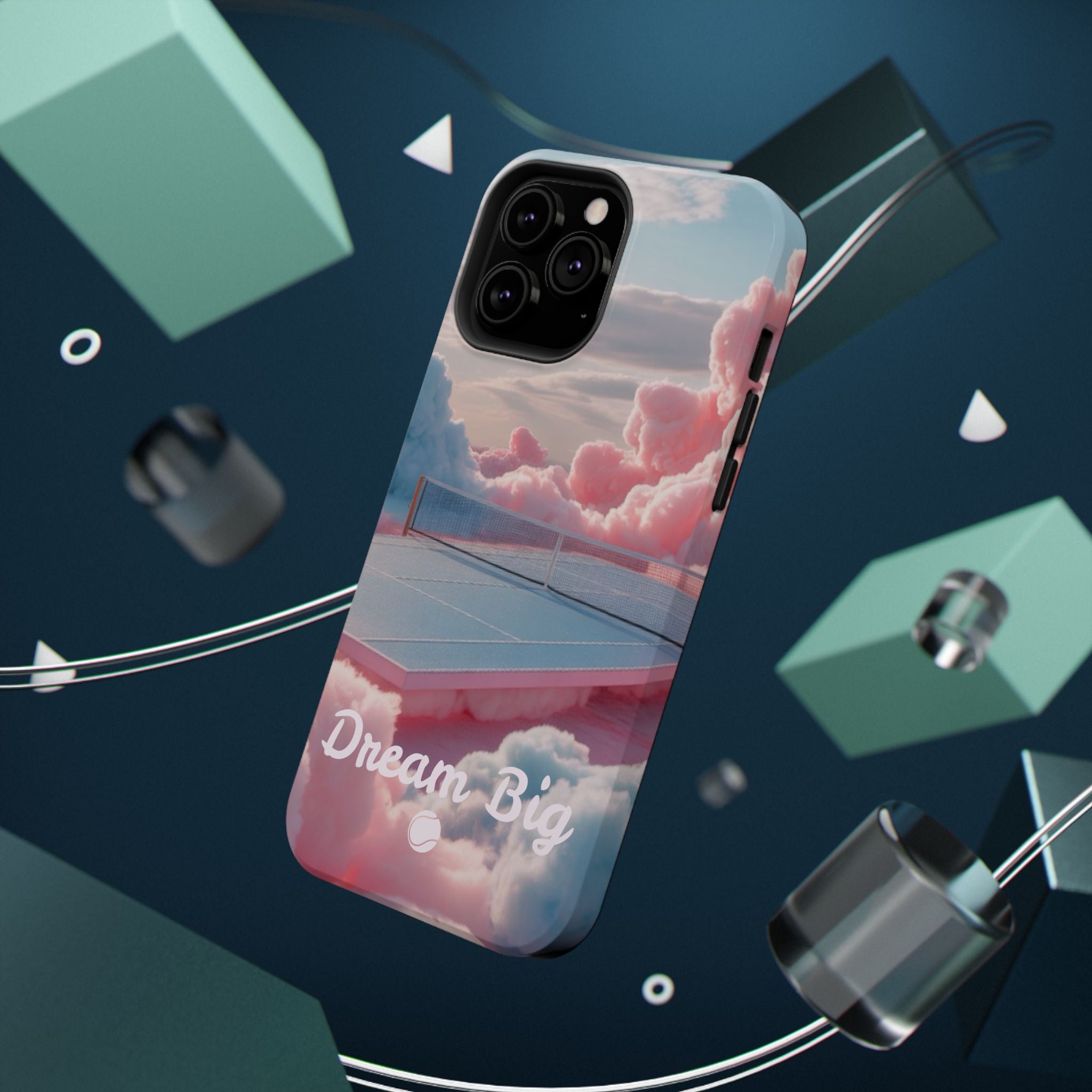 Tennis Impact-Resistant Phone Case — 'Dream Big' Pastel Cloud Tennis Court
