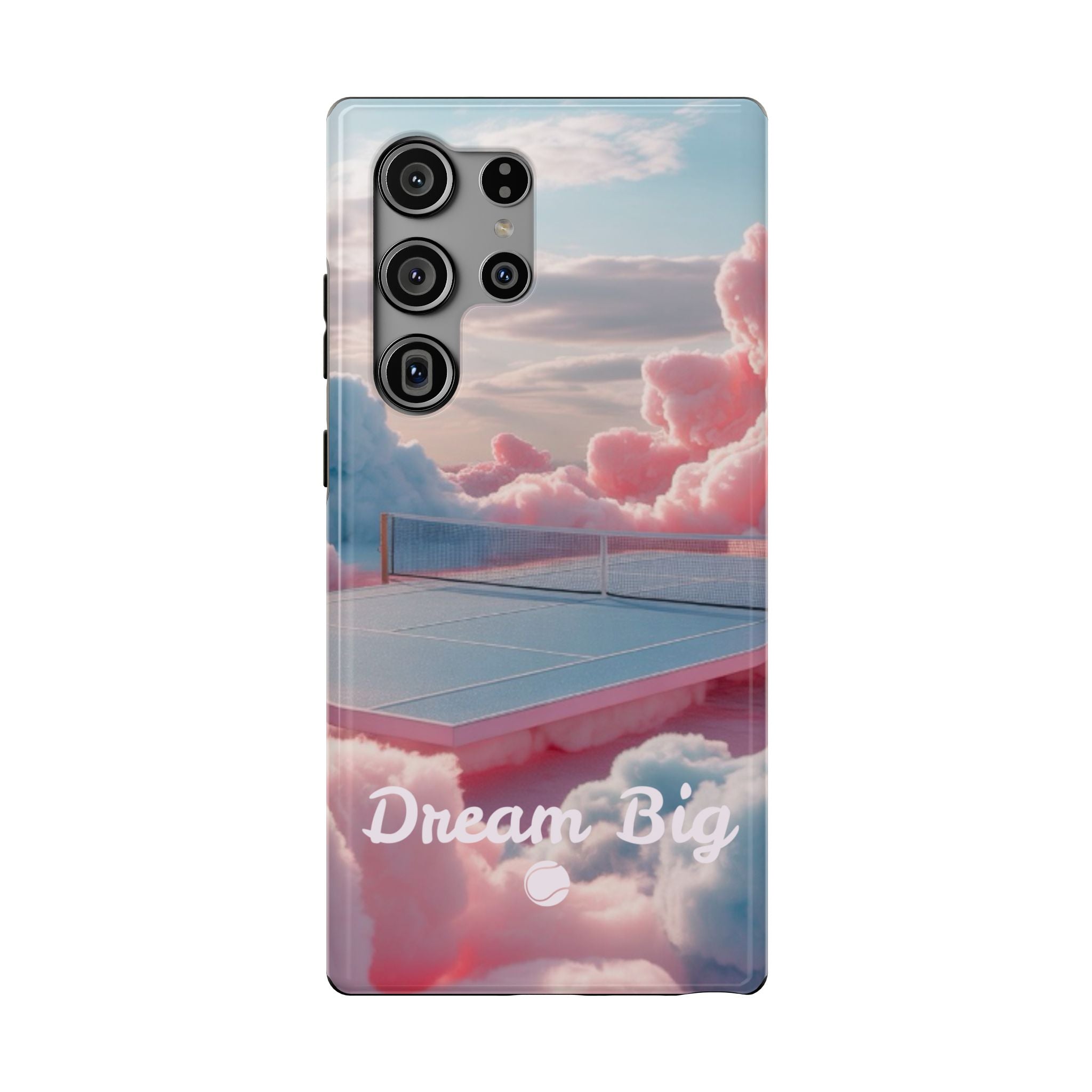 Tennis Impact-Resistant Phone Case — 'Dream Big' Pastel Cloud Tennis Court