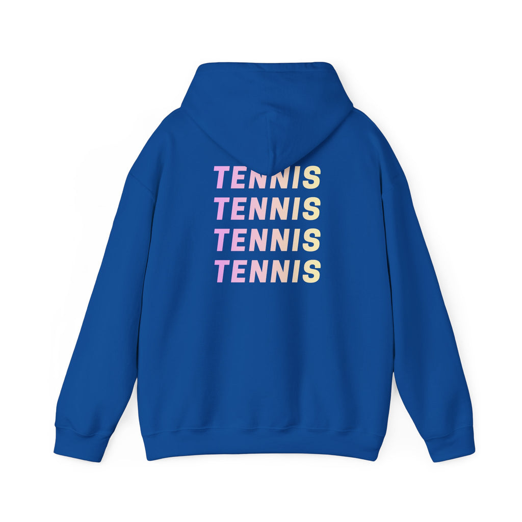 Women's Hoodie Sweatshirt — Ombre 'TENNIS' Repeating Back Print