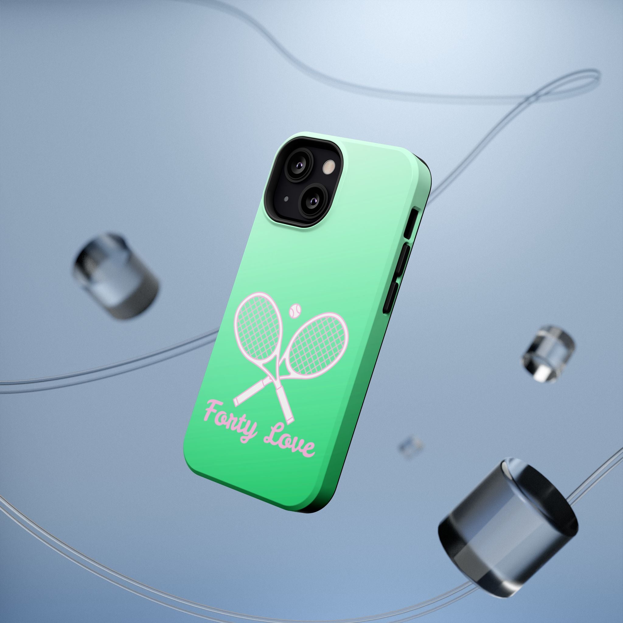 Tennis Impact-Resistant Phone Case — 'Forty Love', Green Gradient