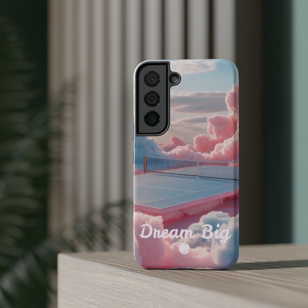 Tennis Impact-Resistant Phone Case — 'Dream Big' Pastel Cloud Tennis Court