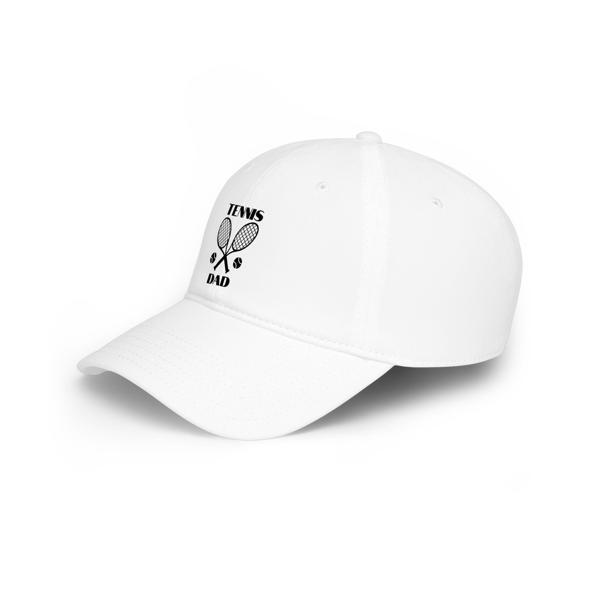 Men's Tennis Dad Baseball Cap – Black, Low Profile with tennis racket/balls
