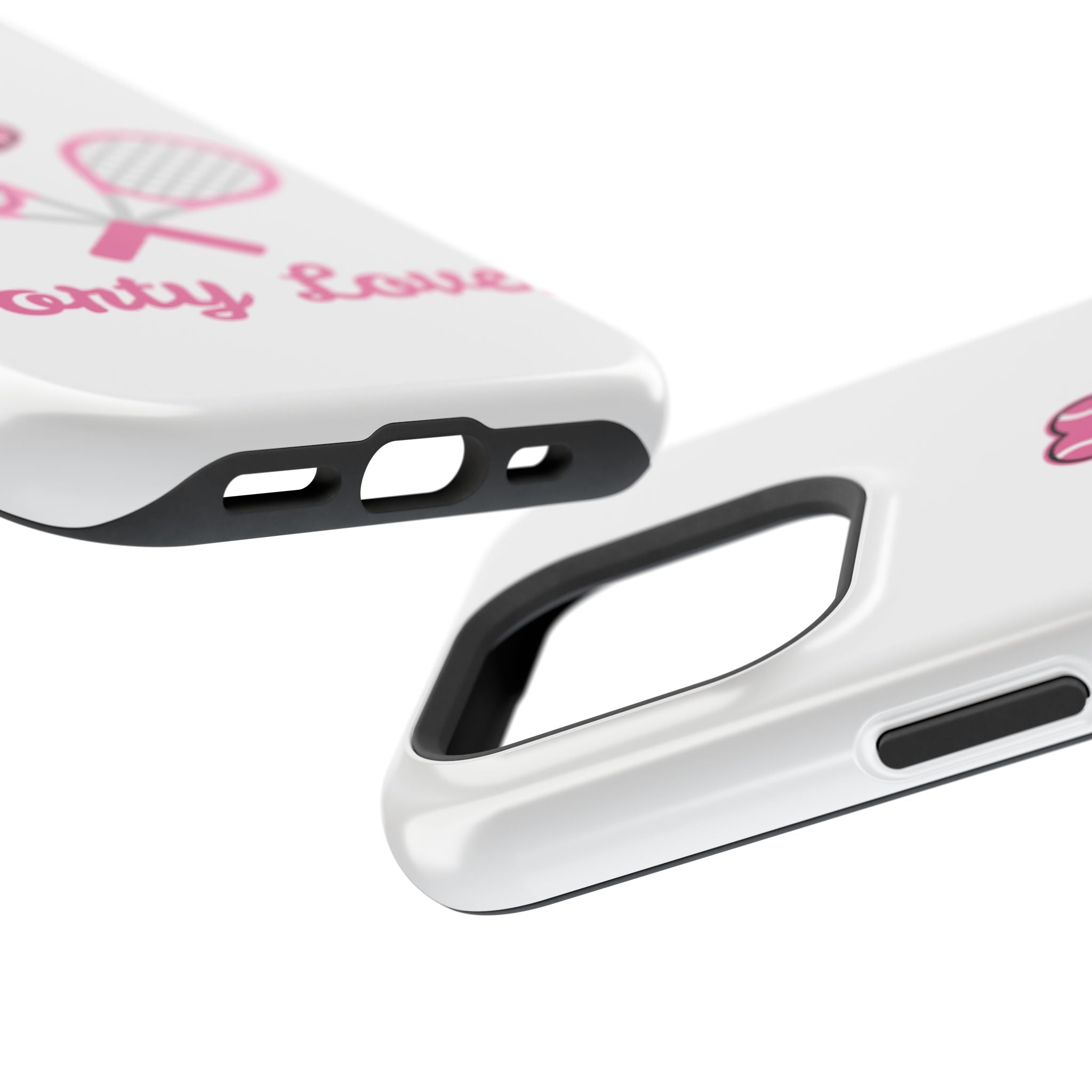 Tennis Impact‑Resistant Phone Case — 'Forty Love', pink/white
