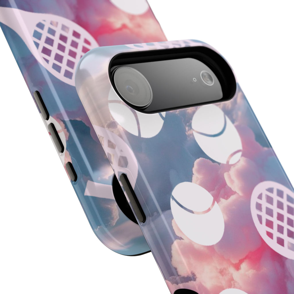 Tennis Impact-Resistant Phone Case — Tennis Rackets & Balls on Cloudscape