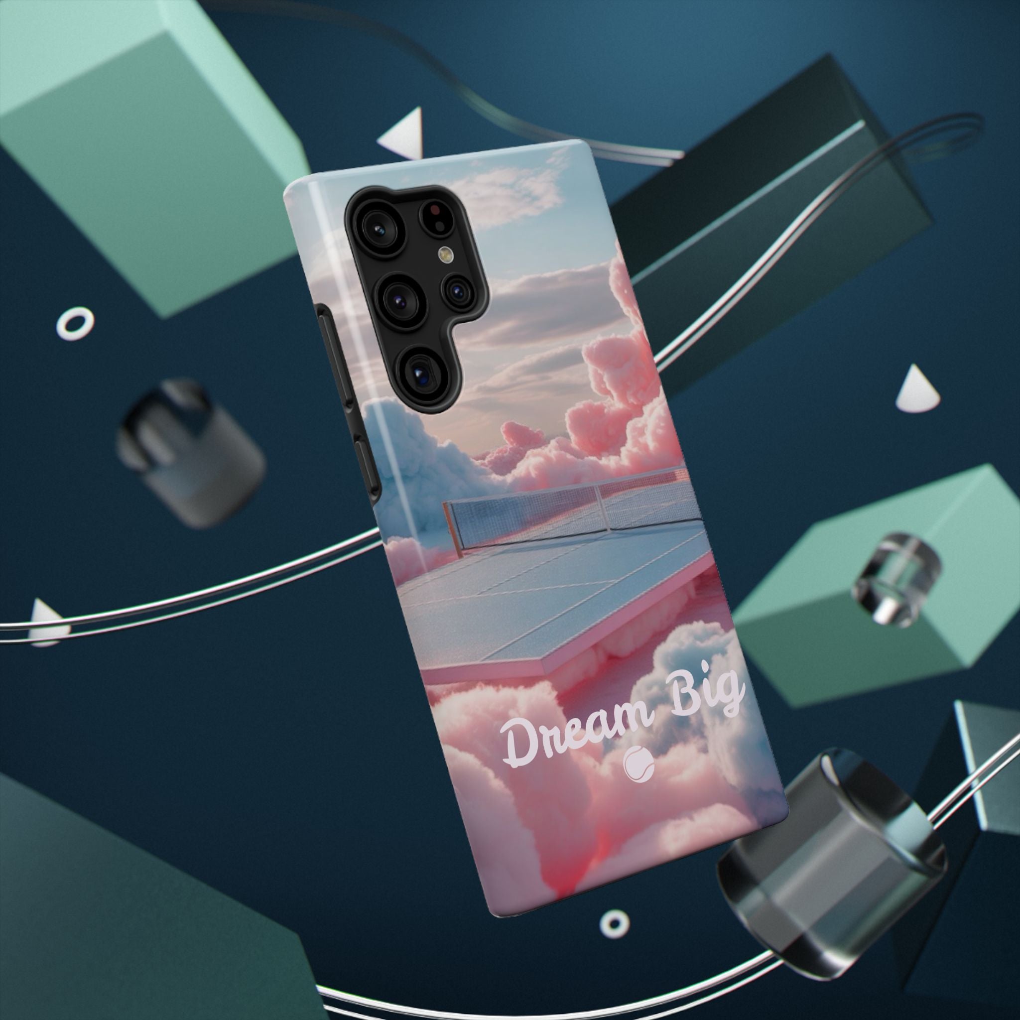 Tennis Impact-Resistant Phone Case — 'Dream Big' Pastel Cloud Tennis Court
