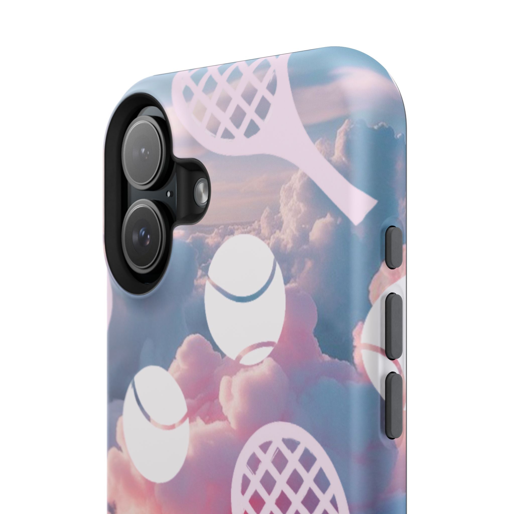 Tennis Impact-Resistant Phone Case — Tennis Rackets & Balls on Cloudscape