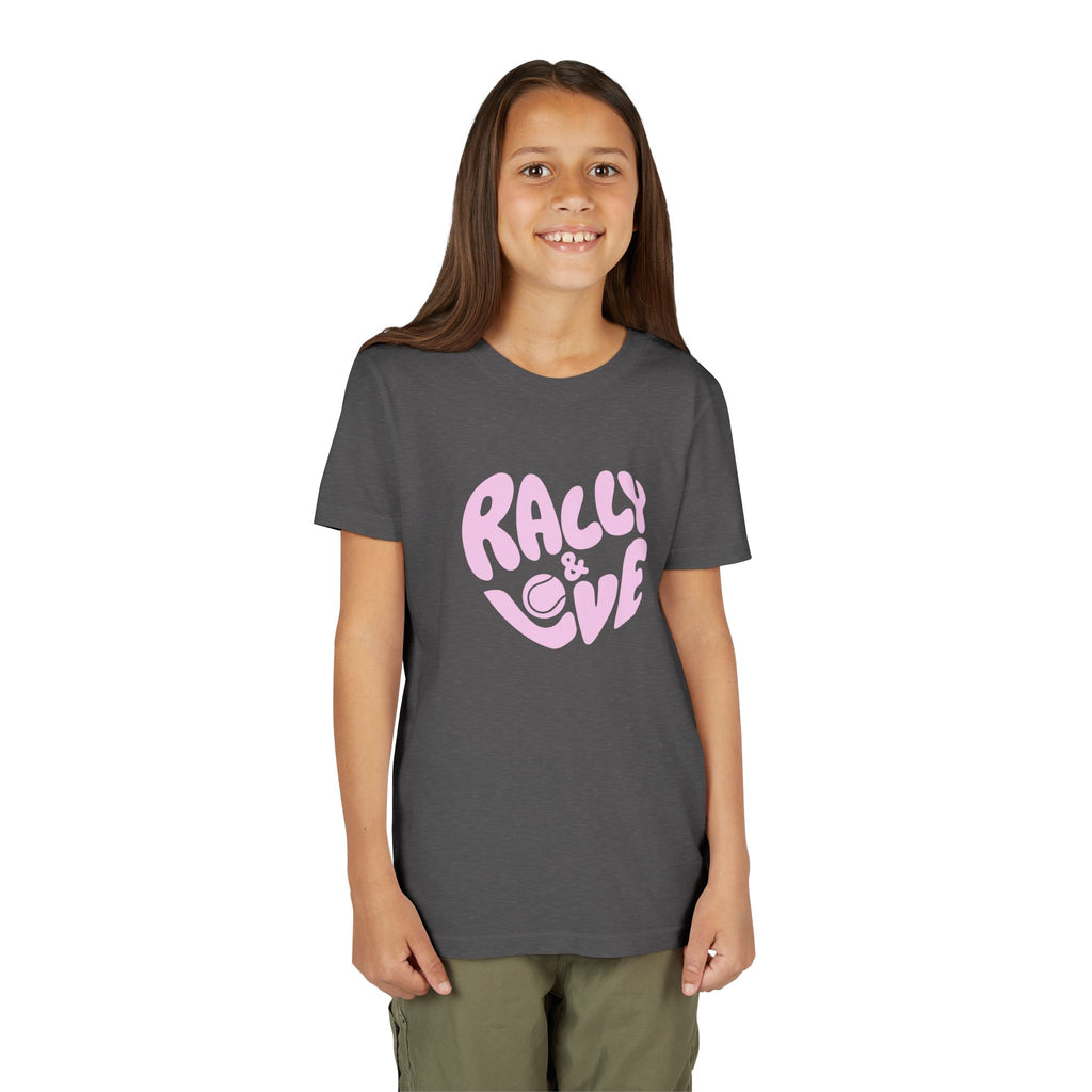 Girl's Junior Tee — 'Rally & Love' Heart logo T-Shirt (pink)