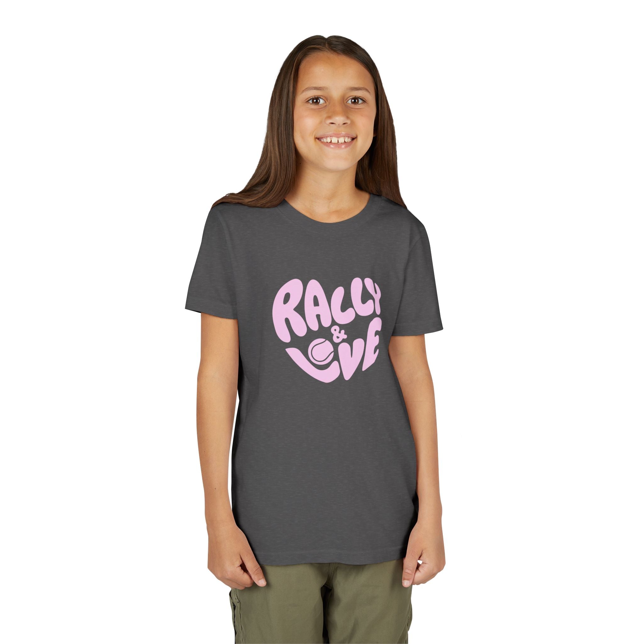 Girl's Junior Tee — 'Rally & Love' Heart logo T-Shirt (pink)