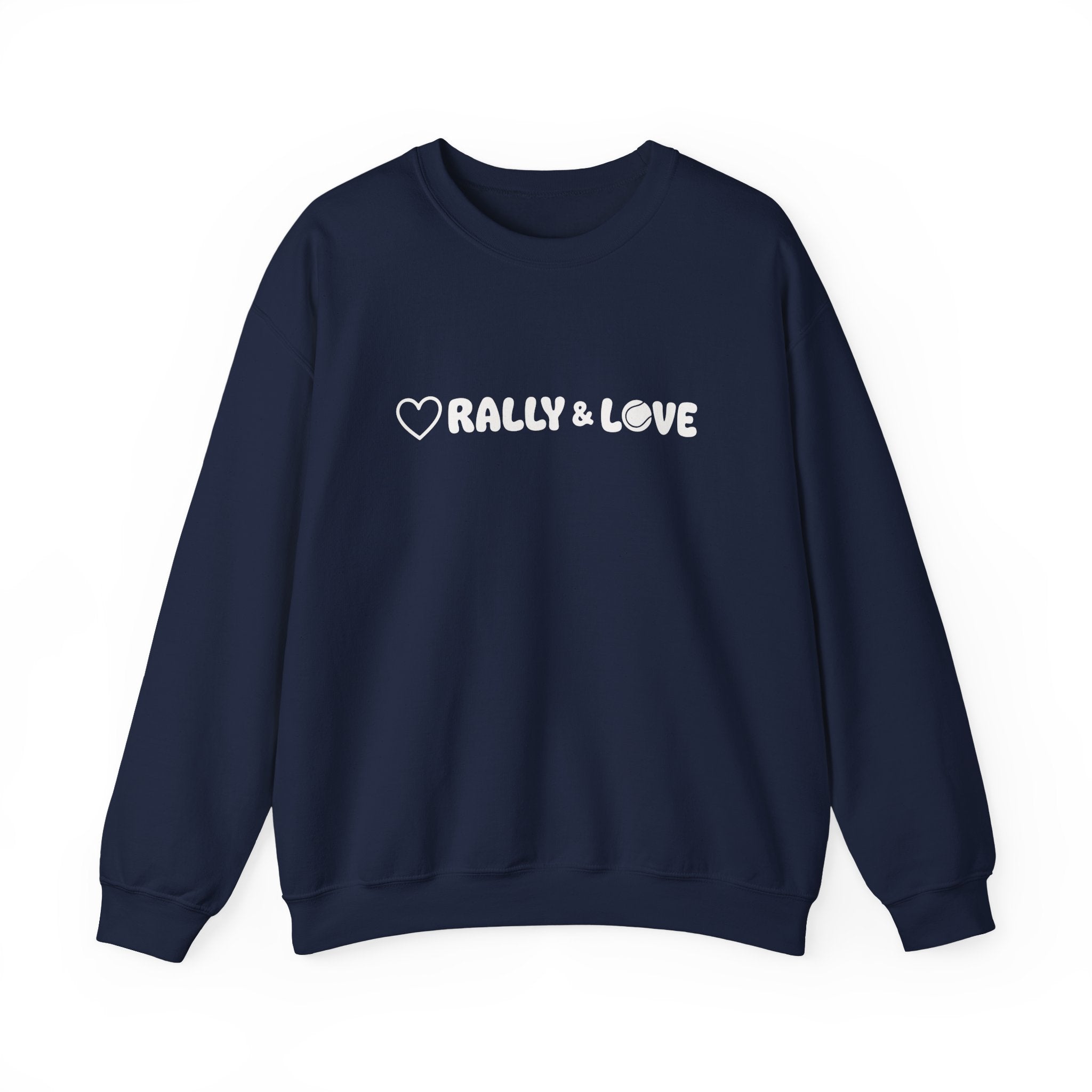 Women's Crewneck Sweatshirt - 'Rally & Love' tennis, soft neutral sweatshirt (cream)