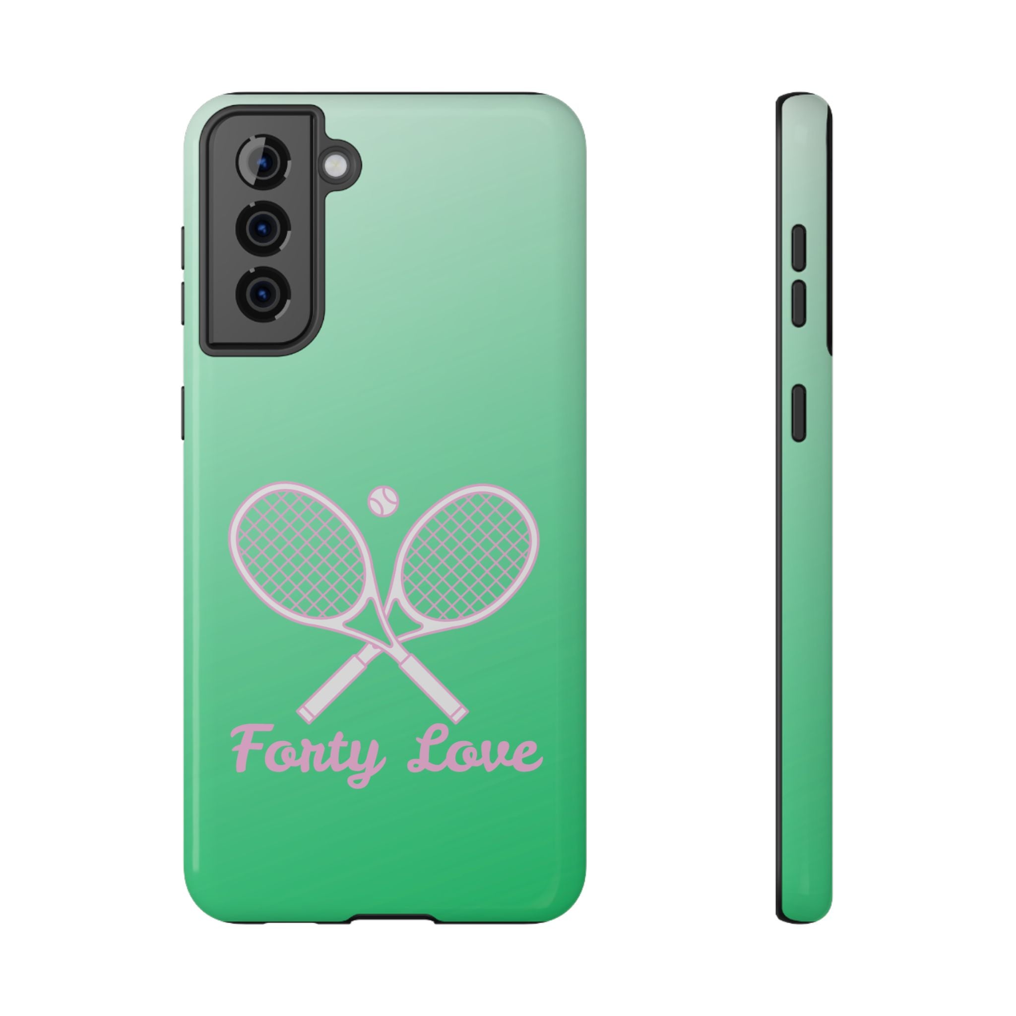 Tennis Impact-Resistant Phone Case — 'Forty Love', Green Gradient