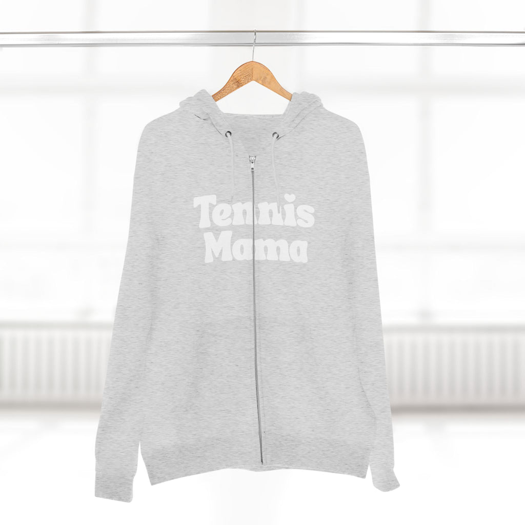 Women's Zip Hoodie — 'Tennis mama' Front Zip Hoodie sweatshirt (white)