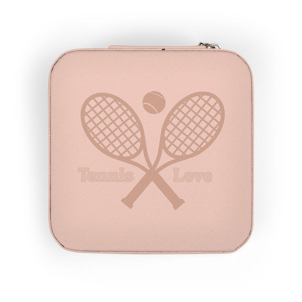 Jewelry Travel Case — Compact Pink Travel Jewelry Organizer (Tennis Love Design)