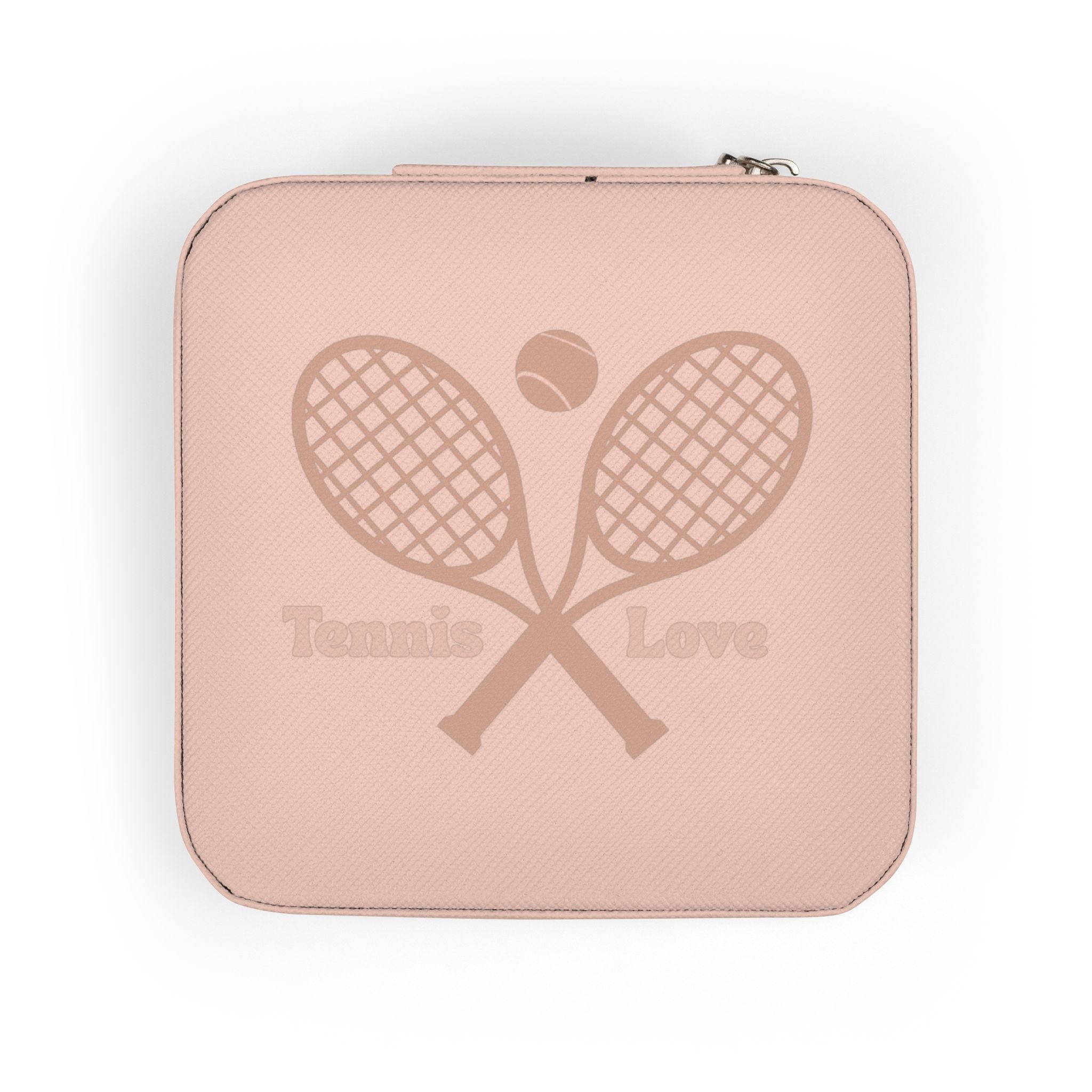 Jewelry Travel Case — Compact Pink Travel Jewelry Organizer (Tennis Love Design)