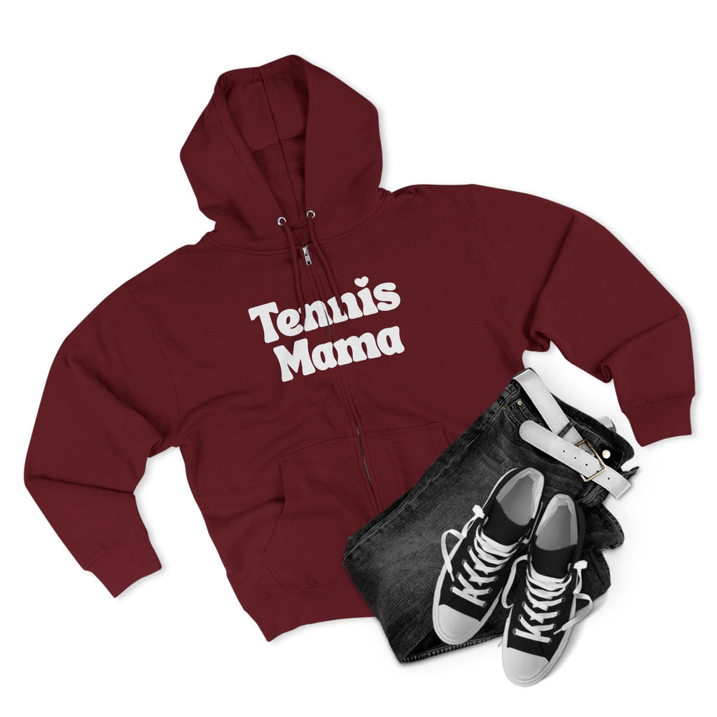 Women's Zip Hoodie — 'Tennis mama' Front Zip Hoodie sweatshirt (white)