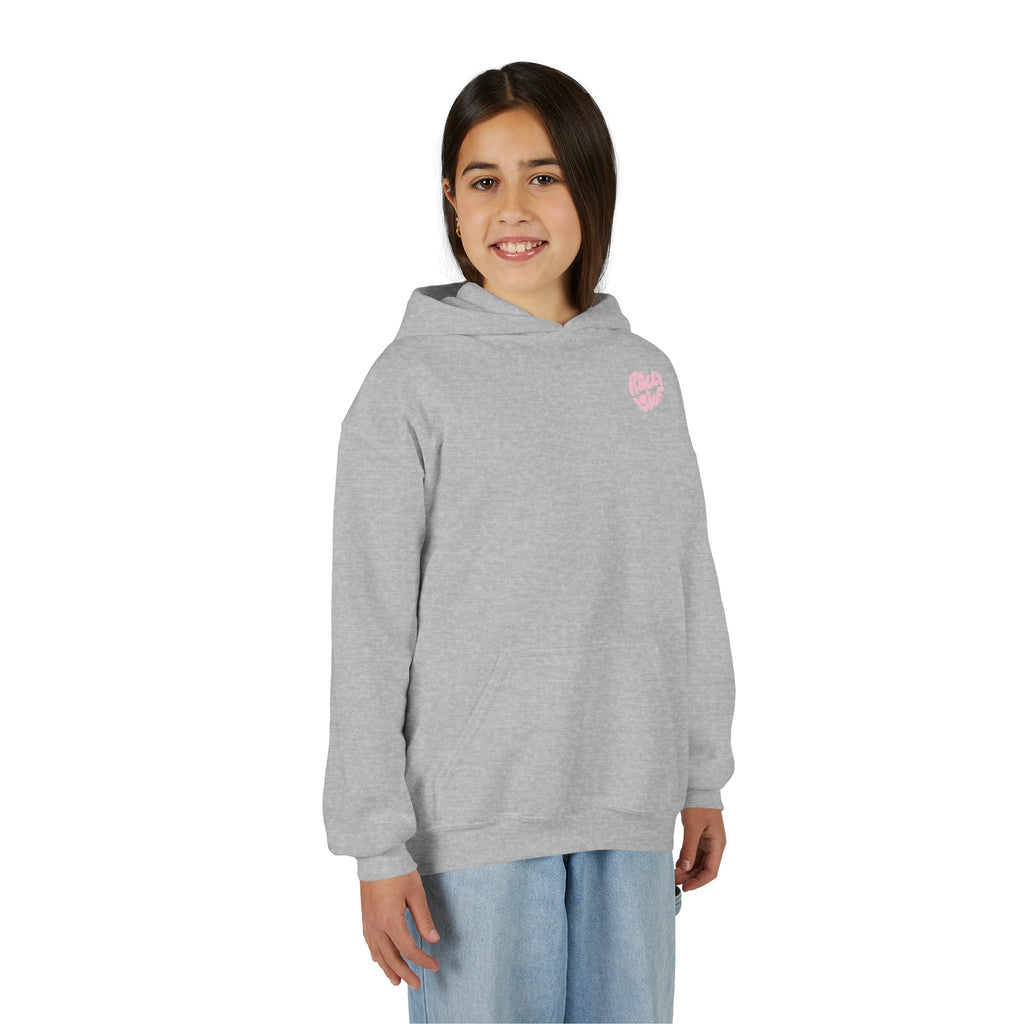 Girl's Junior Hoodie sweatshirt — “Let’s Go” Tennis Graphic Sweatshirt (Pink & Green)