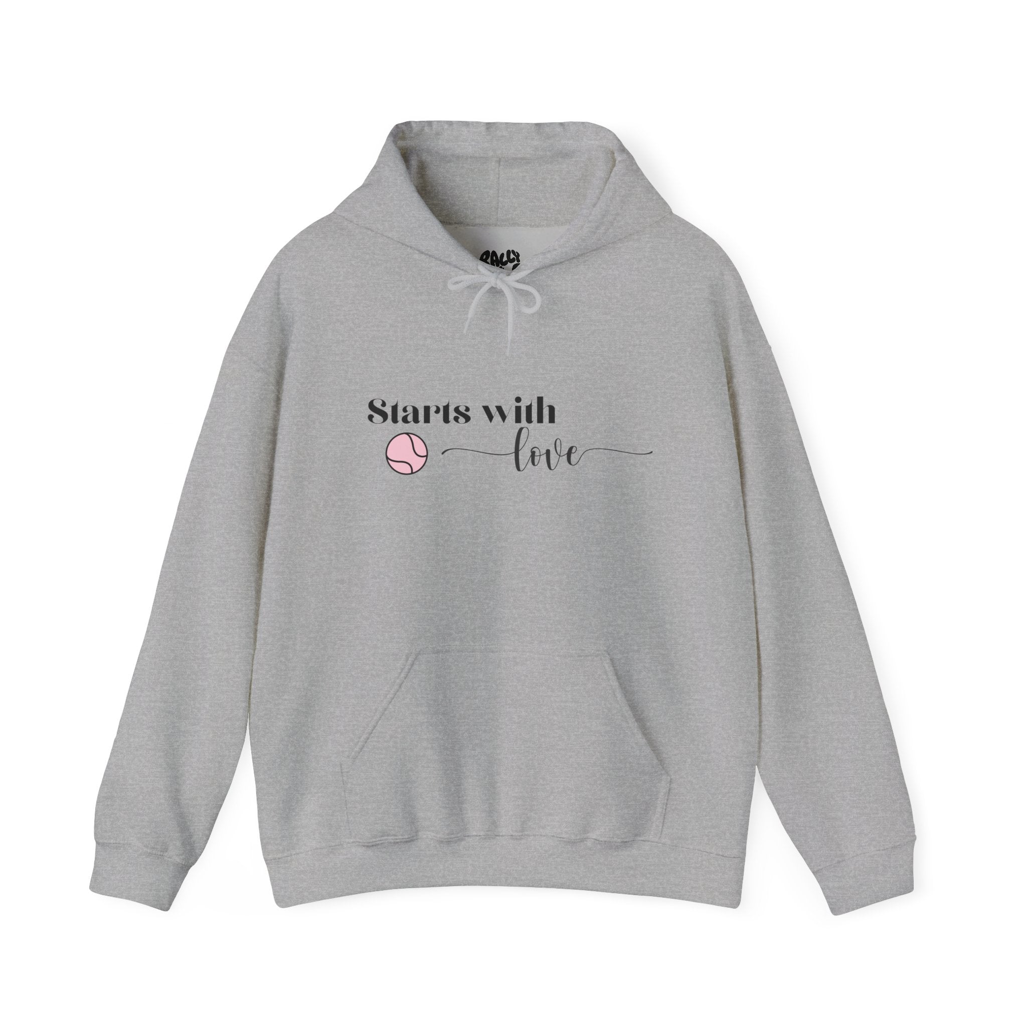 Women's Hoodie Sweatshirt- 'Starts with Love' tennis ball, Sports Graphic