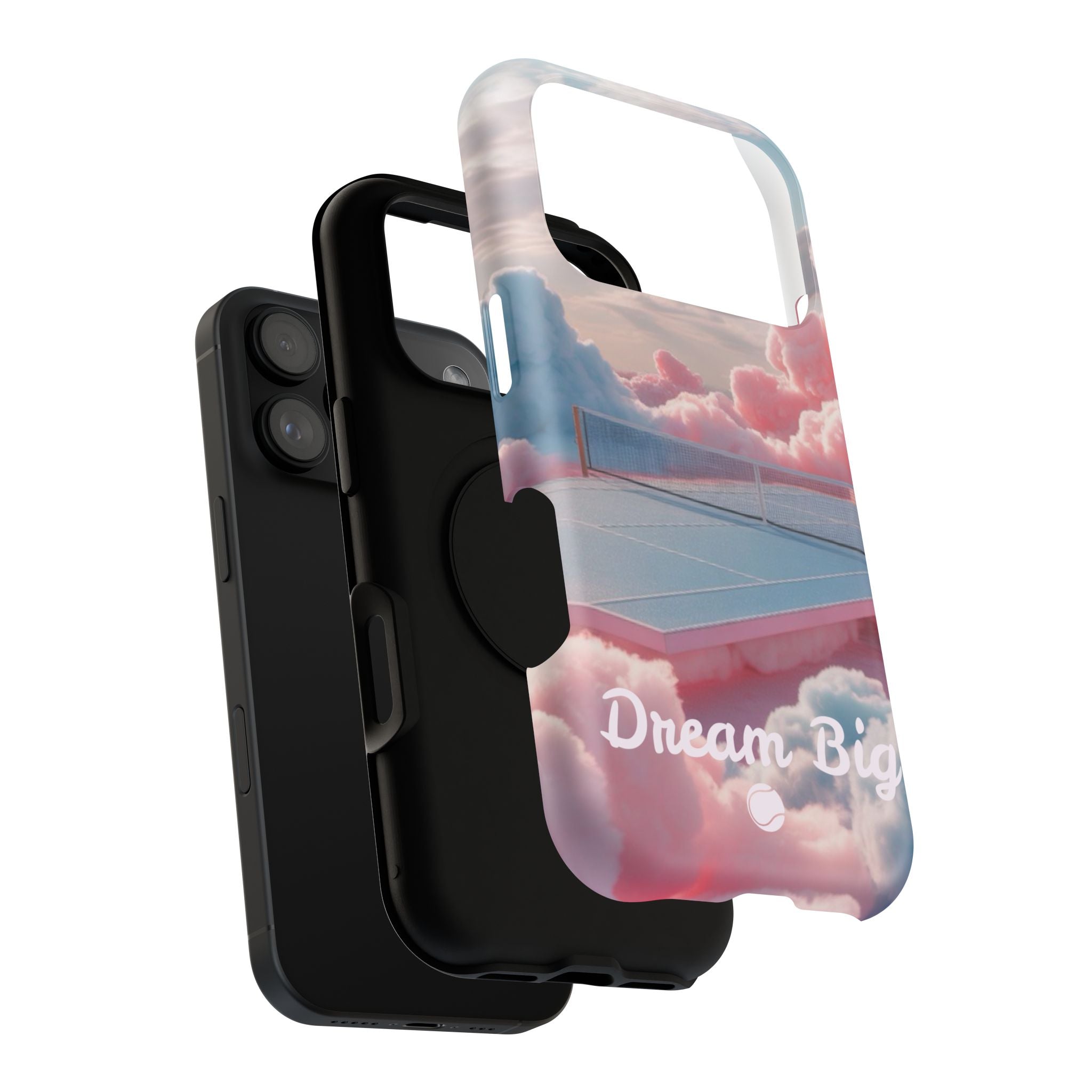 Tennis Impact-Resistant Phone Case — 'Dream Big' Pastel Cloud Tennis Court