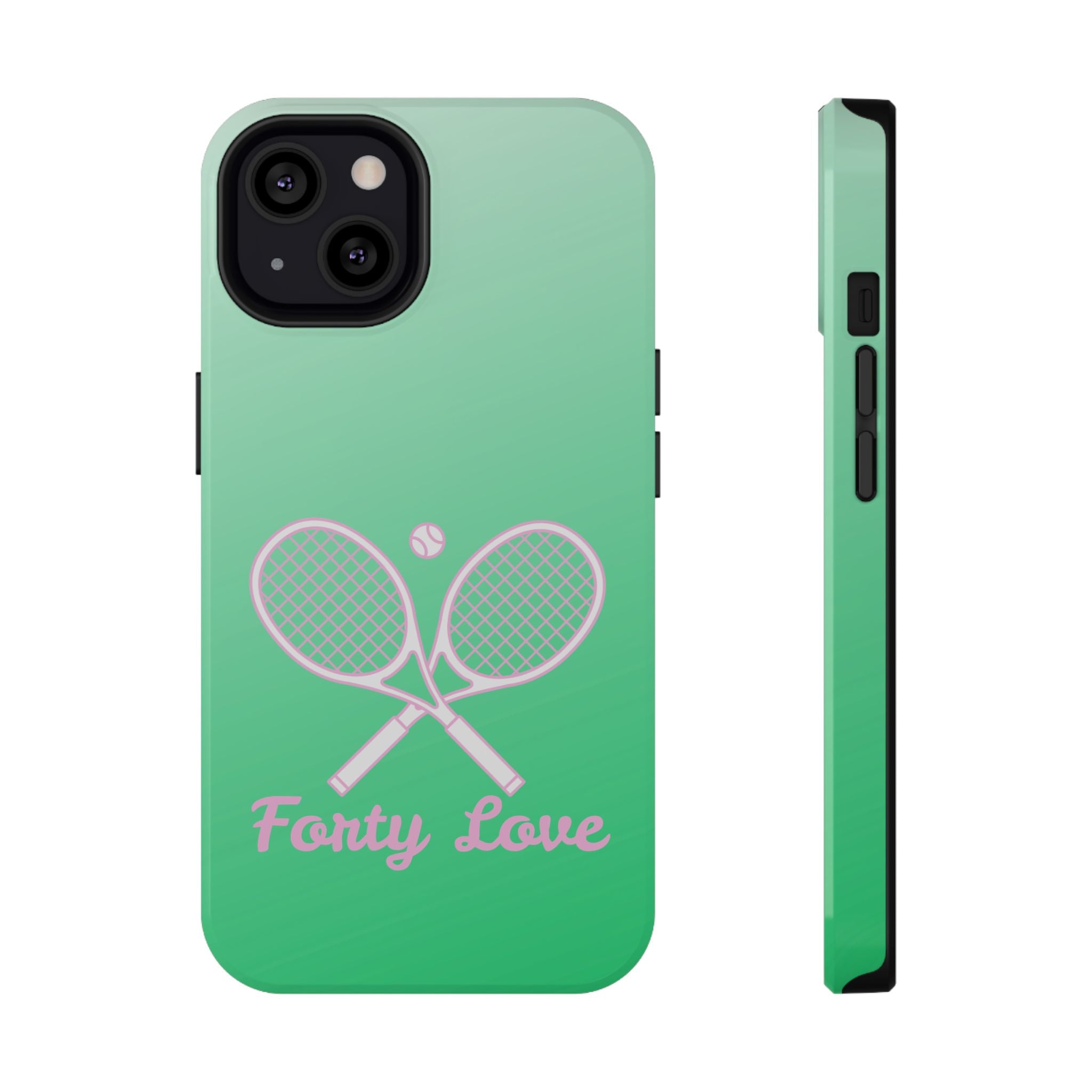 Tennis Impact-Resistant Phone Case — 'Forty Love', Green Gradient