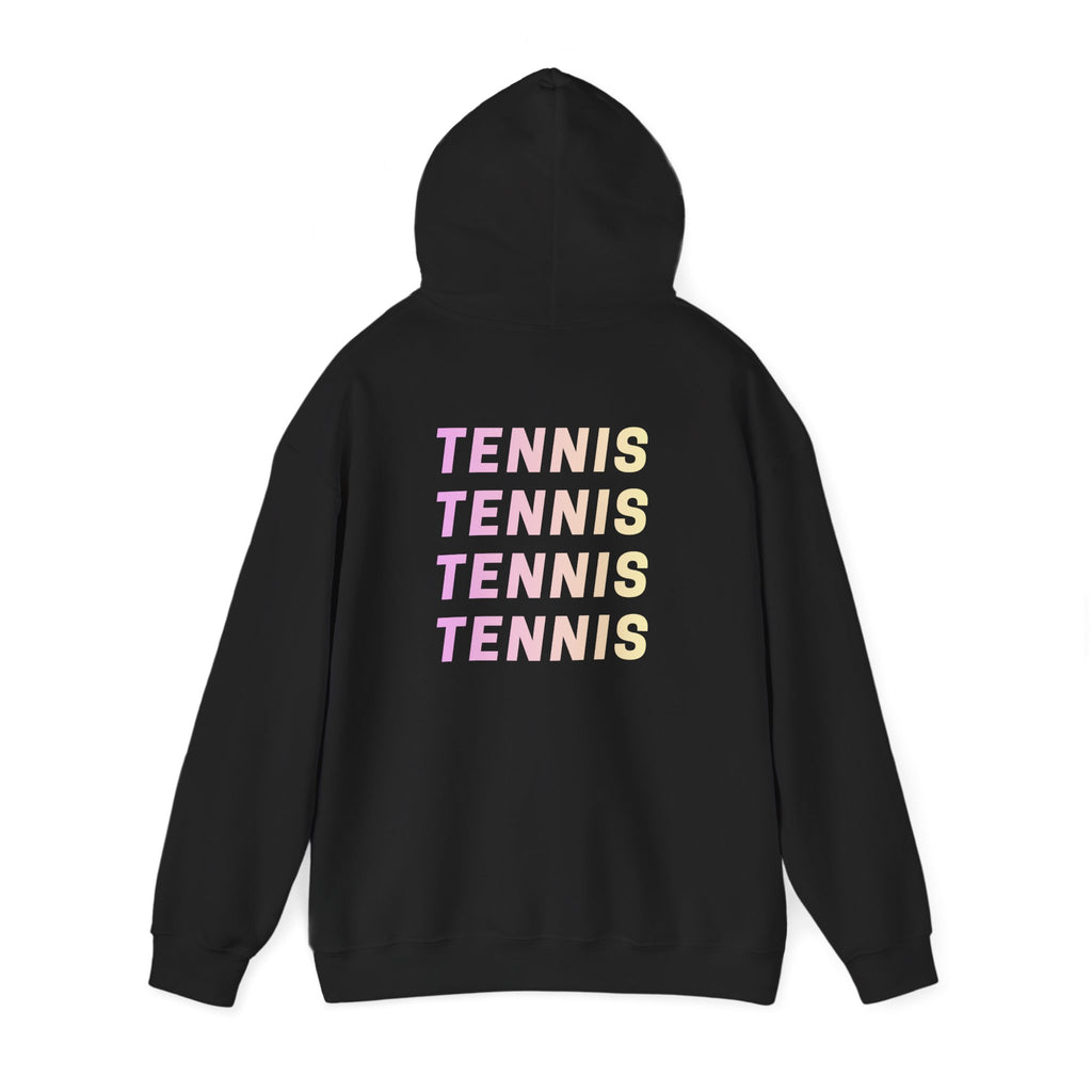 Women's Hoodie Sweatshirt — Ombre 'TENNIS' Repeating Back Print