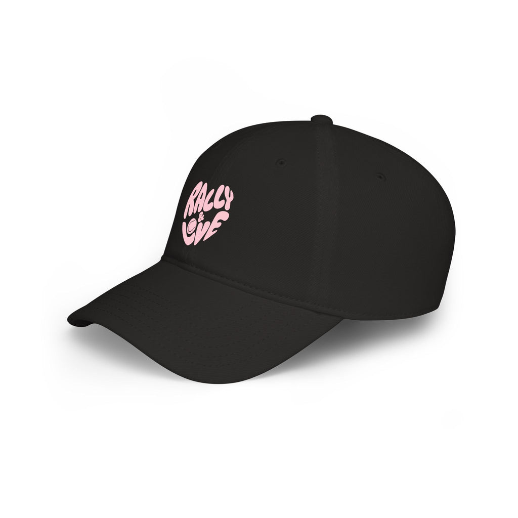 Women's Baseball Cap — "Rally & Love" Pink Logo, Graphic Low Profile Hat