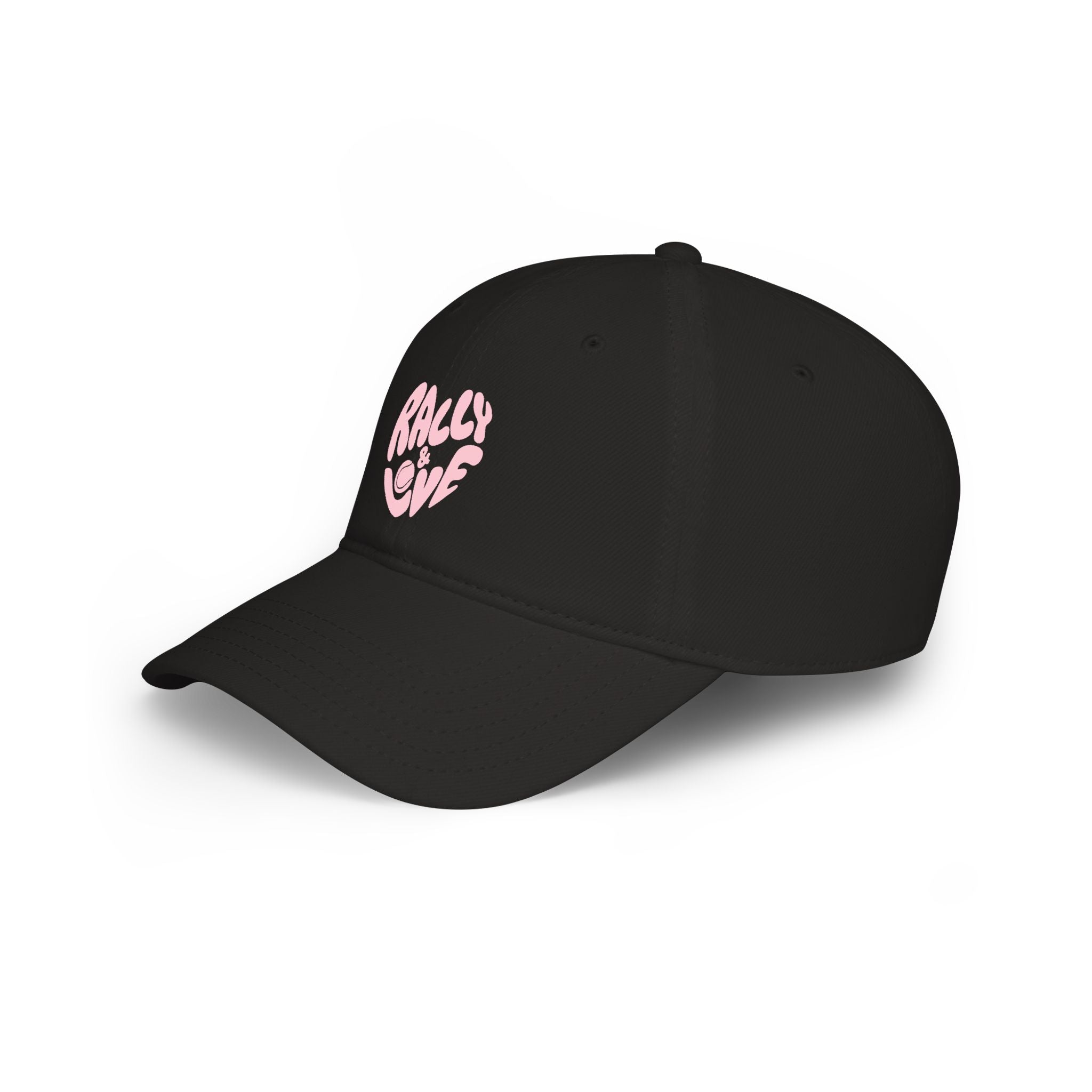 Women's Baseball Cap — "Rally & Love" Pink Logo, Graphic Low Profile Hat