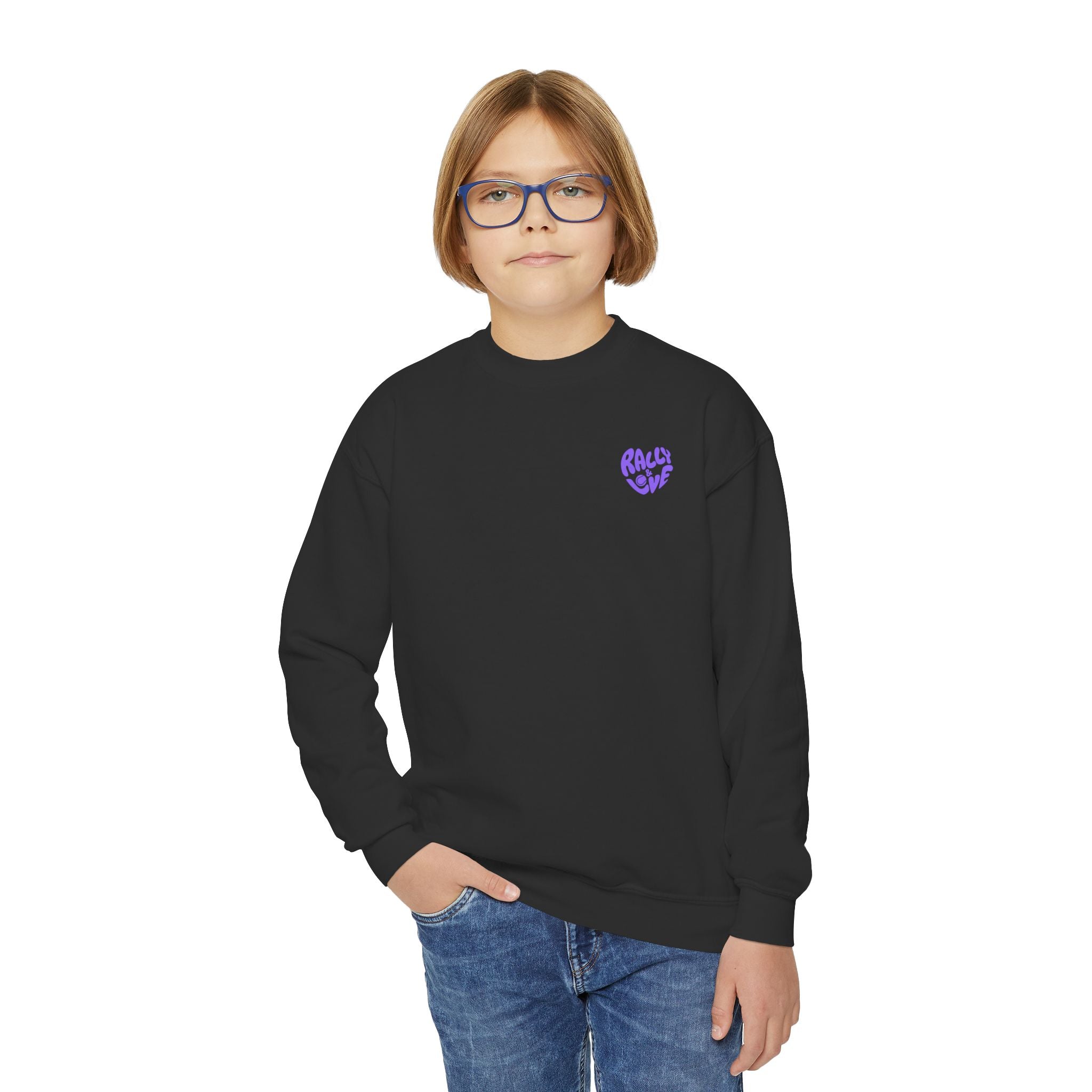 Girl's Junior Tennis Crewneck Sweatshirt – Retro Gradient "TENNIS" Graphic