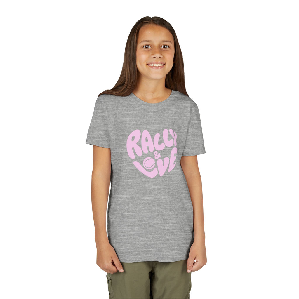 Girl's Junior Tee — 'Rally & Love' Heart logo T-Shirt (pink)
