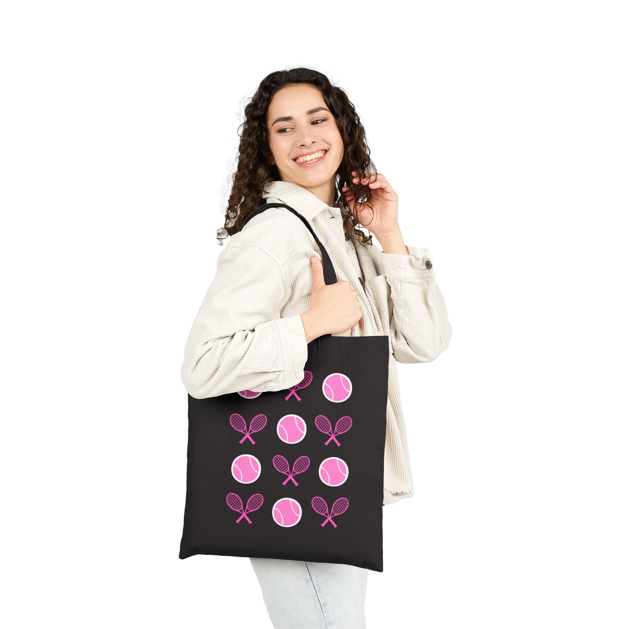 Tote Bag — Pink Tennis Rackets & Tennis Balls Canvas Tote