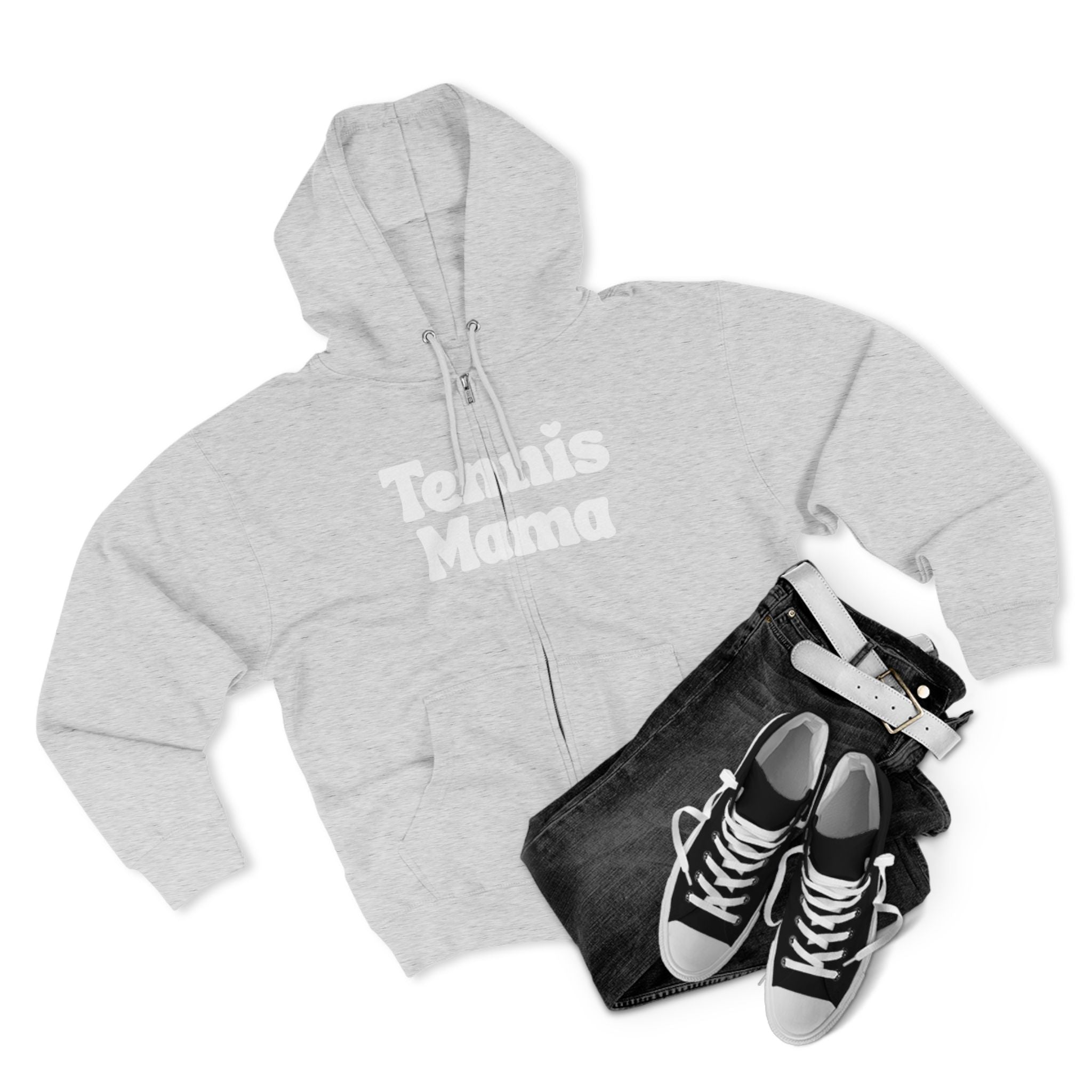 Women's Zip Hoodie — 'Tennis mama' Front Zip Hoodie sweatshirt (white)