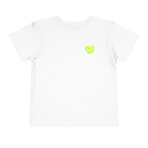 Boy Toddler Junior's Tee — 'Rally & Love' Heart Graphic T-Shirt (neon)