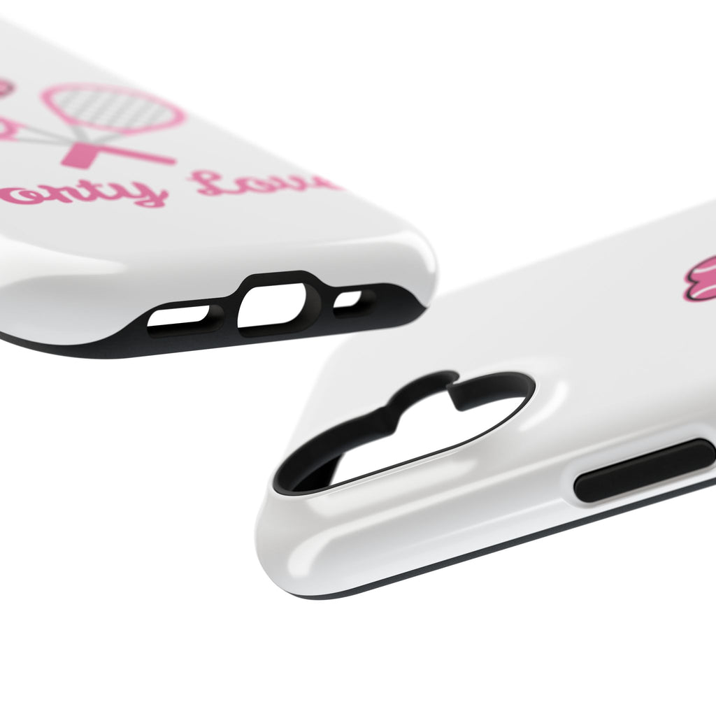 Tennis Impact‑Resistant Phone Case — 'Forty Love', pink/white