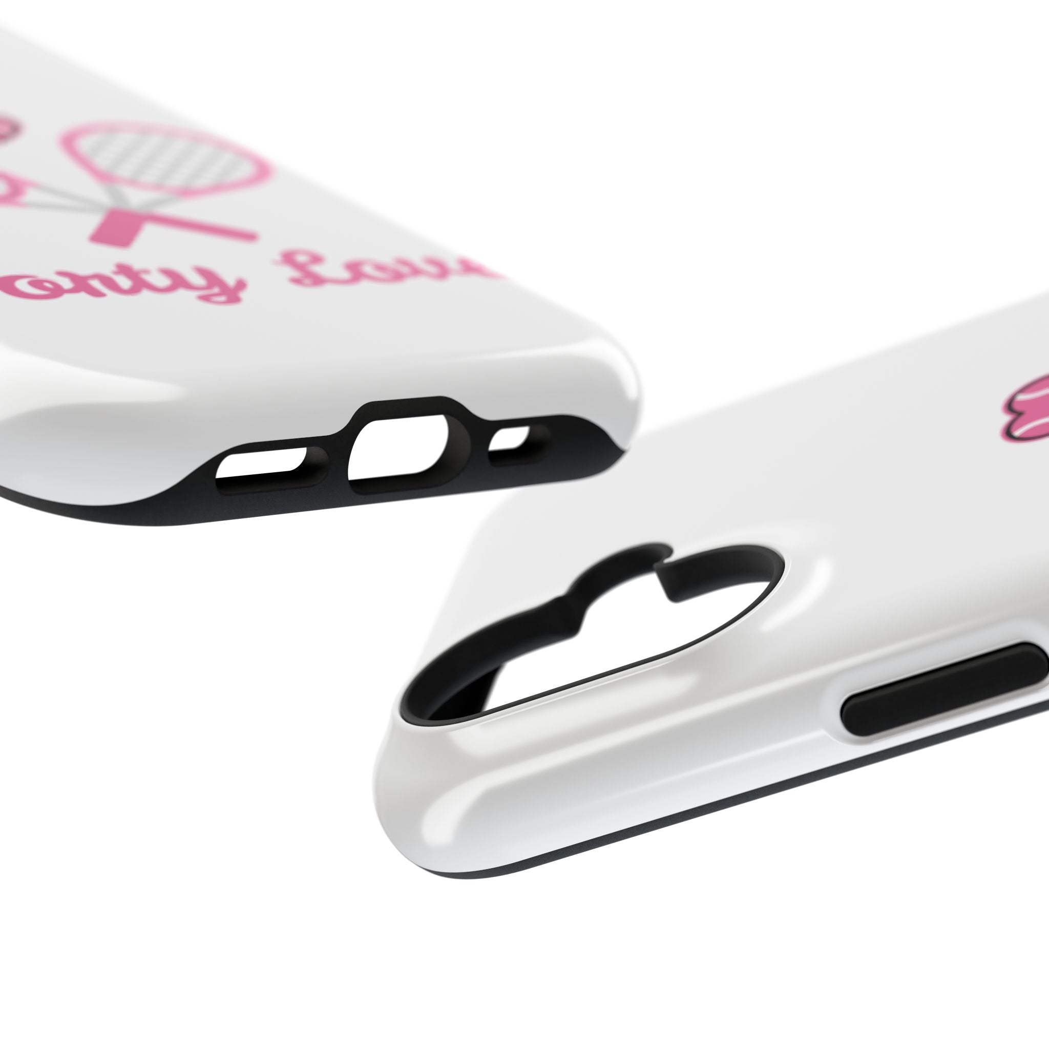 Tennis Impact‑Resistant Phone Case — 'Forty Love', pink/white
